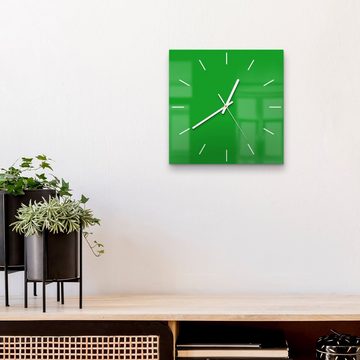 DEQORI Wanduhr 'Unifarben - Mittelgrün' (Glas Glasuhr modern Wand Uhr Design Küchenuhr)