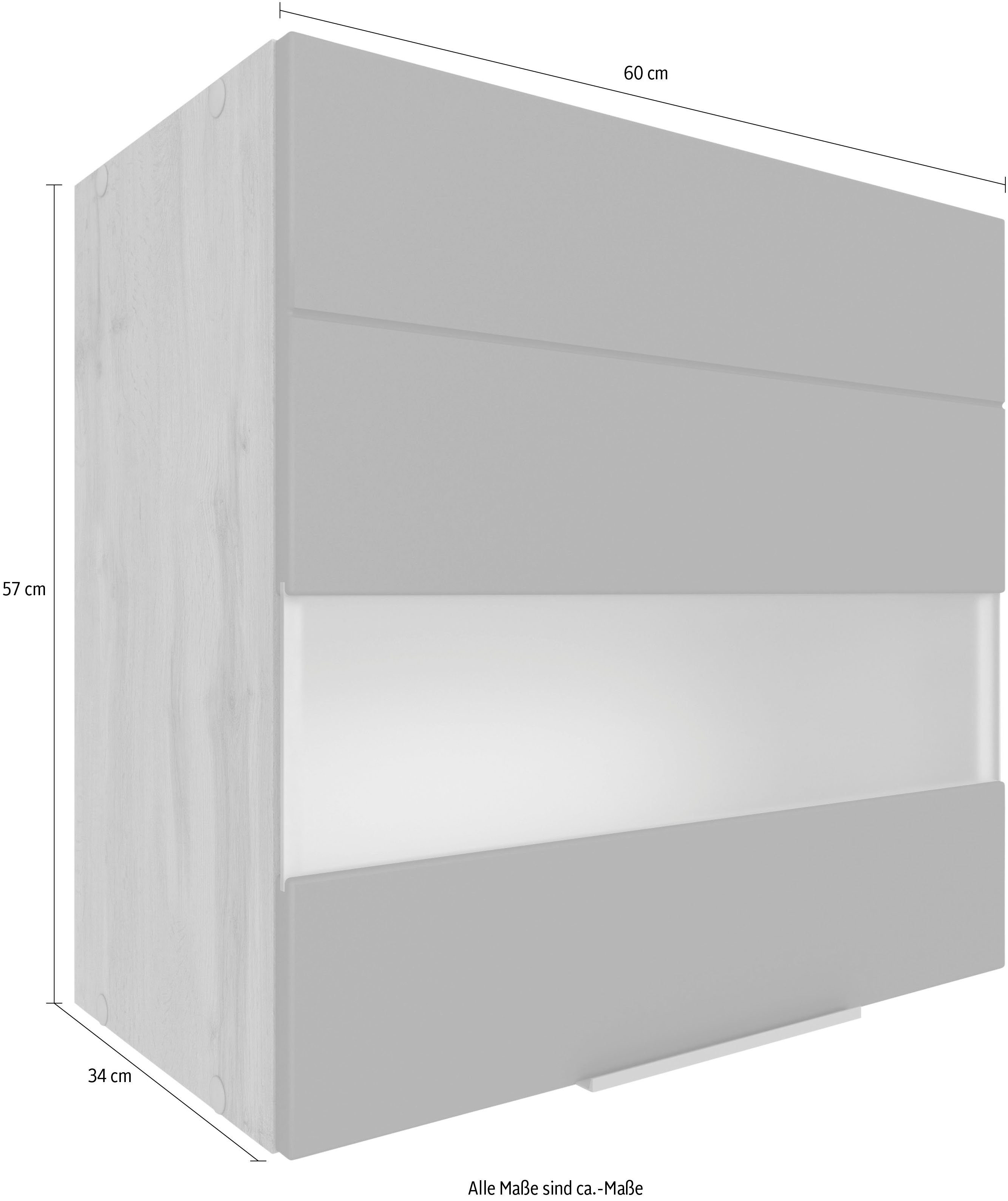 | Hängeschrank MDF-Fronten 60 mit cm HELD Matt/grafit hochwertige MÖBEL grau breit, Glaseinsatz graphit Luhe