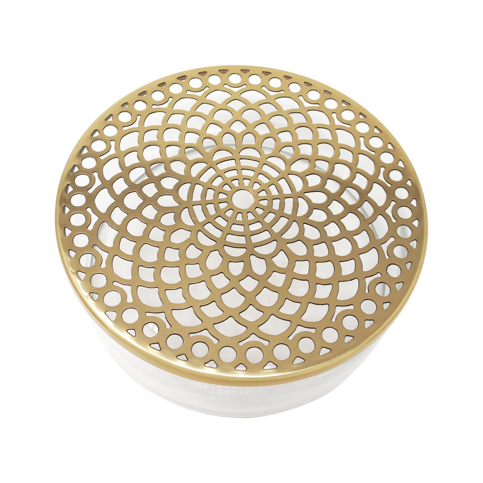 LaLe Living Dekovase Buket mit Deckel in Gold Ø20,5 cm H:7cm, aus Eisen und Glas