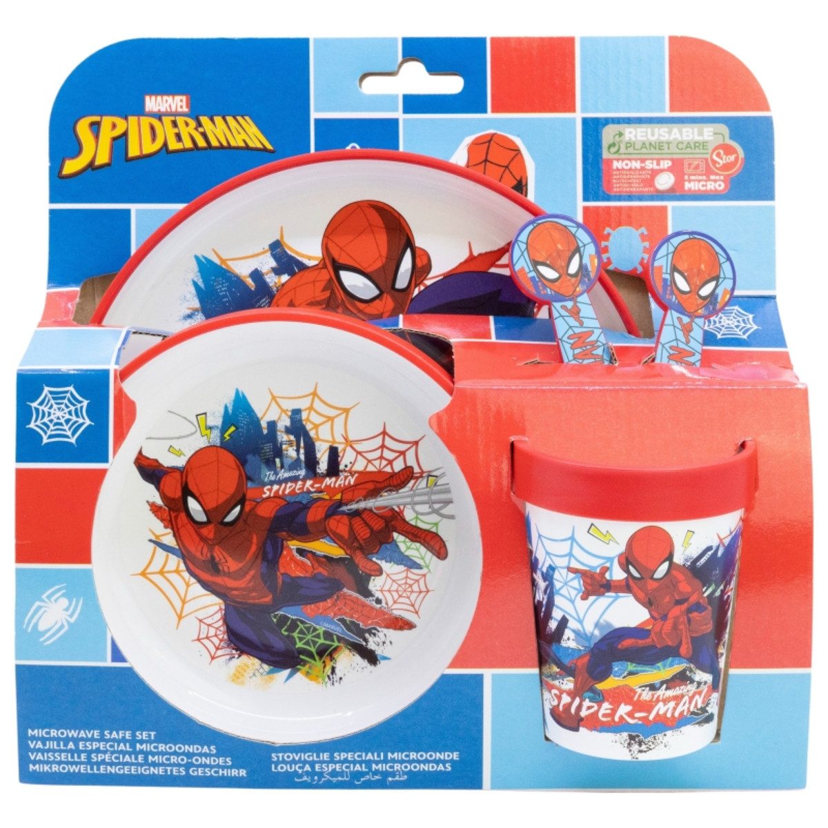 Spiderman Kindergeschirr-Set Set 5-teilig Rutschfestes Ess-Set (5-tlg)