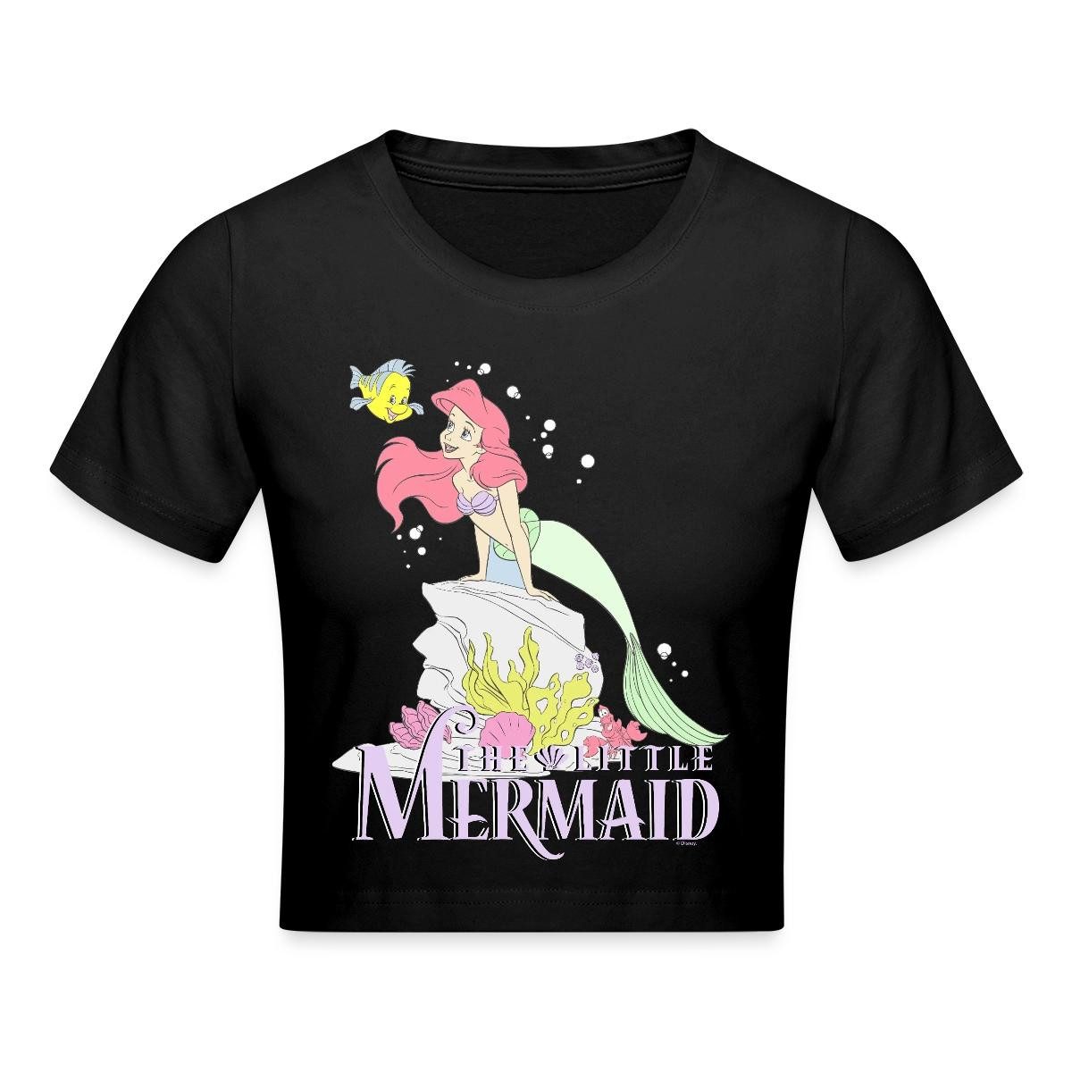 Spreadshirt T-Shirt Arielle Die Kleine Meerjungfrau Auf Felsvorsprung Crop Top (1-tlg)