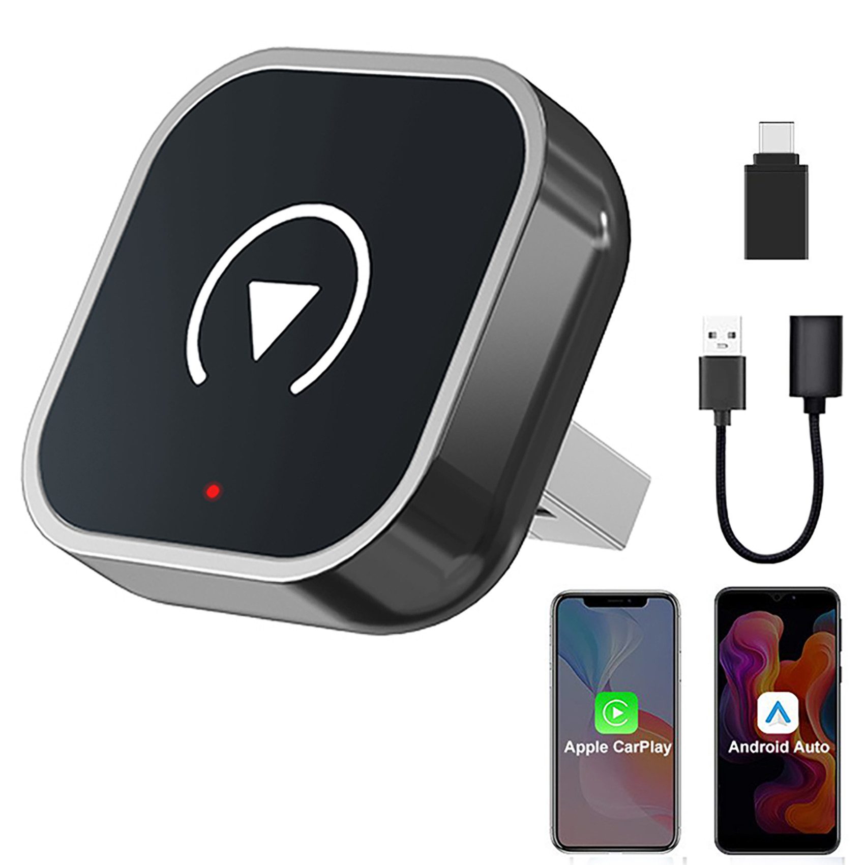 OYLCDI 2-in-1 Wireless CarPlay und Android Auto Adapte Adapter Plug und Play, zu USB Typ A, Kompatibel,mit iOS 10+ und Fahrzeugen mit kabelgebundenem CarPlay
