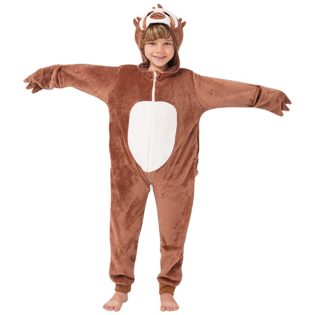 Corimori Jumpsuit Kinderkostüm Onesie Overall in Größen 90-110cm (1-tlg) Jumpsuit, Pyjama, Fasching, Kigurumi, Tierkostüme, Faultier "Henry"