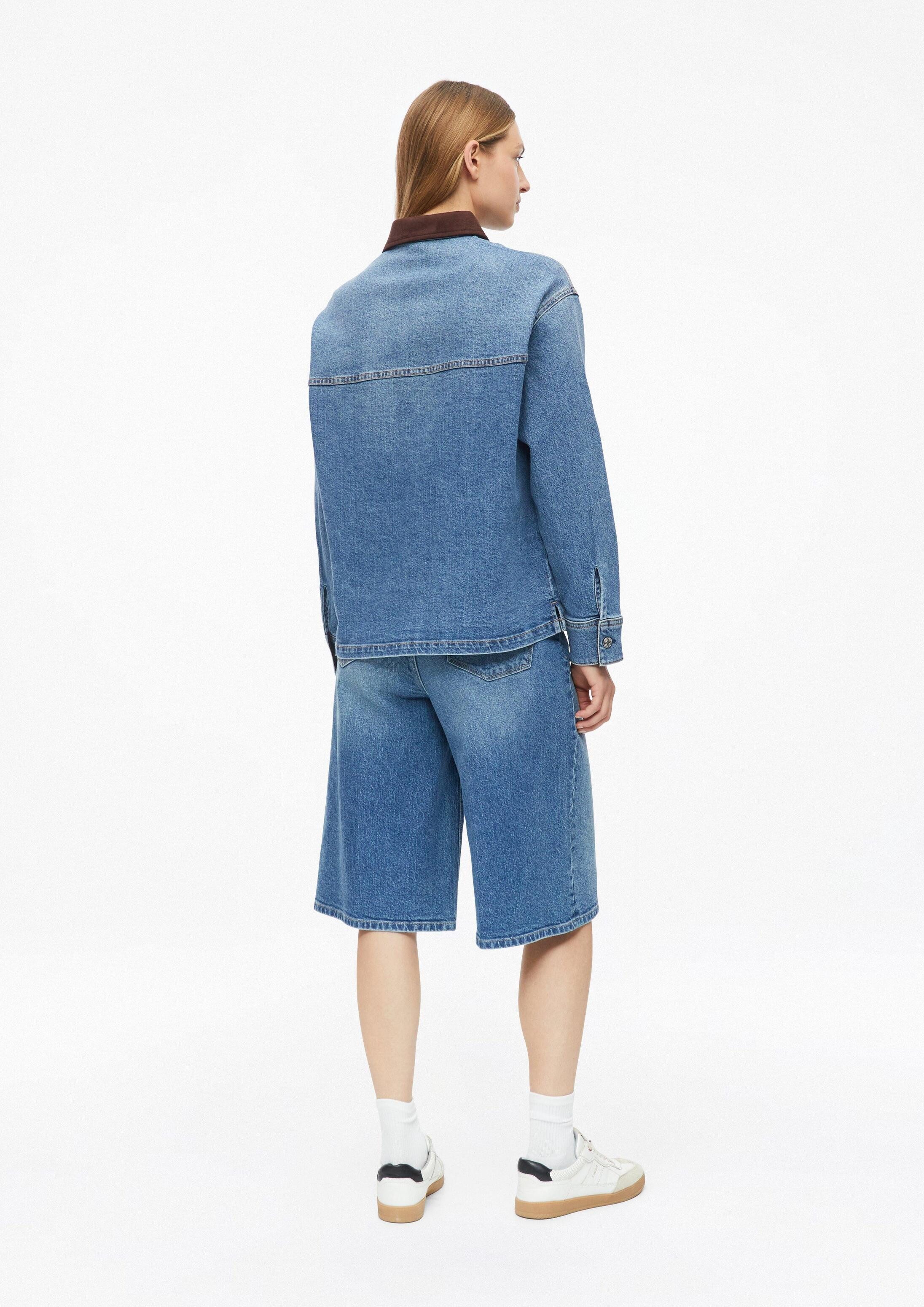 s.Oliver Langarmbluse Bluse Jeans-Overshirt mit Velourskragen