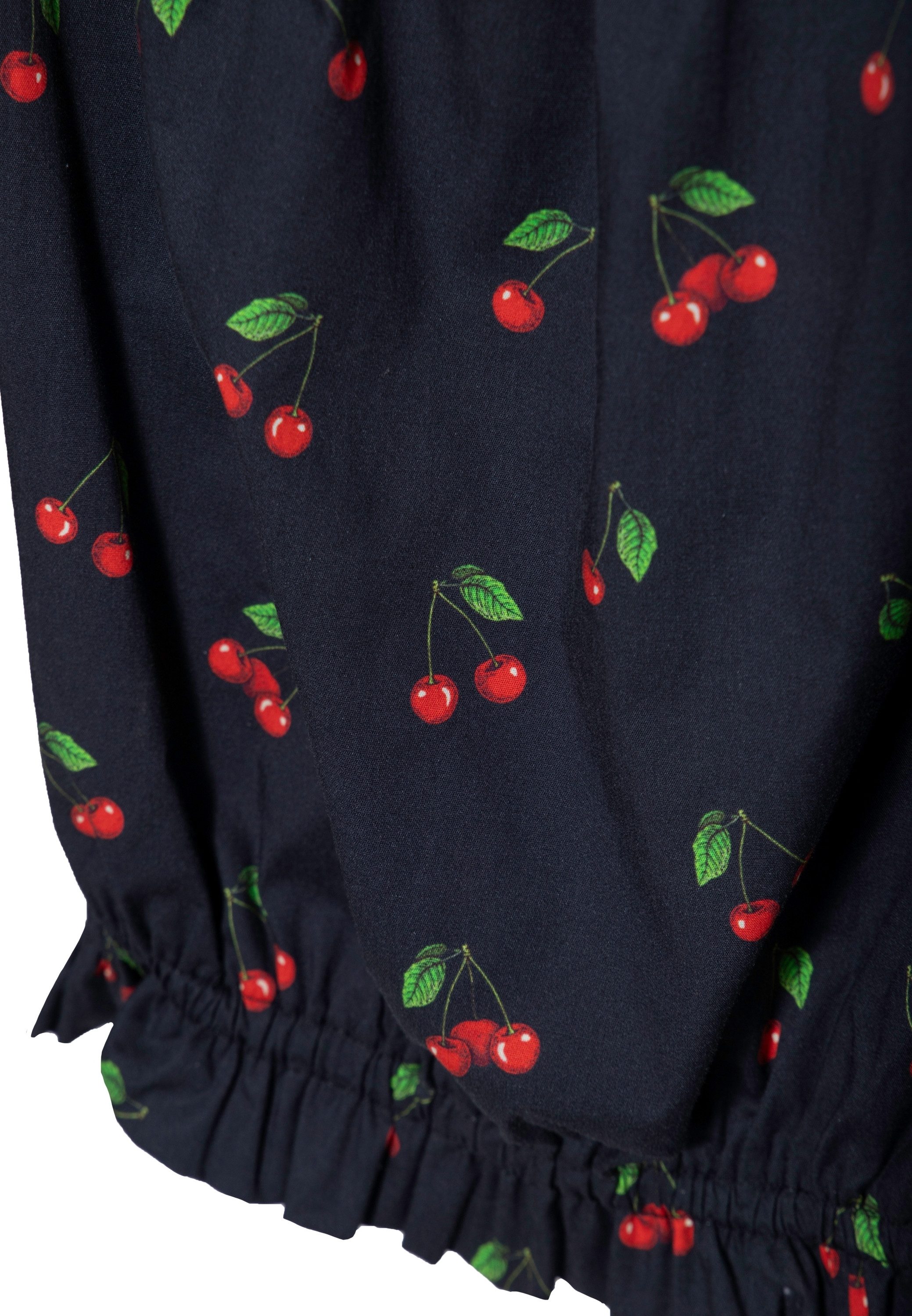 QueenKerosin Kurzarmbluse Cherry mit Allover-Print