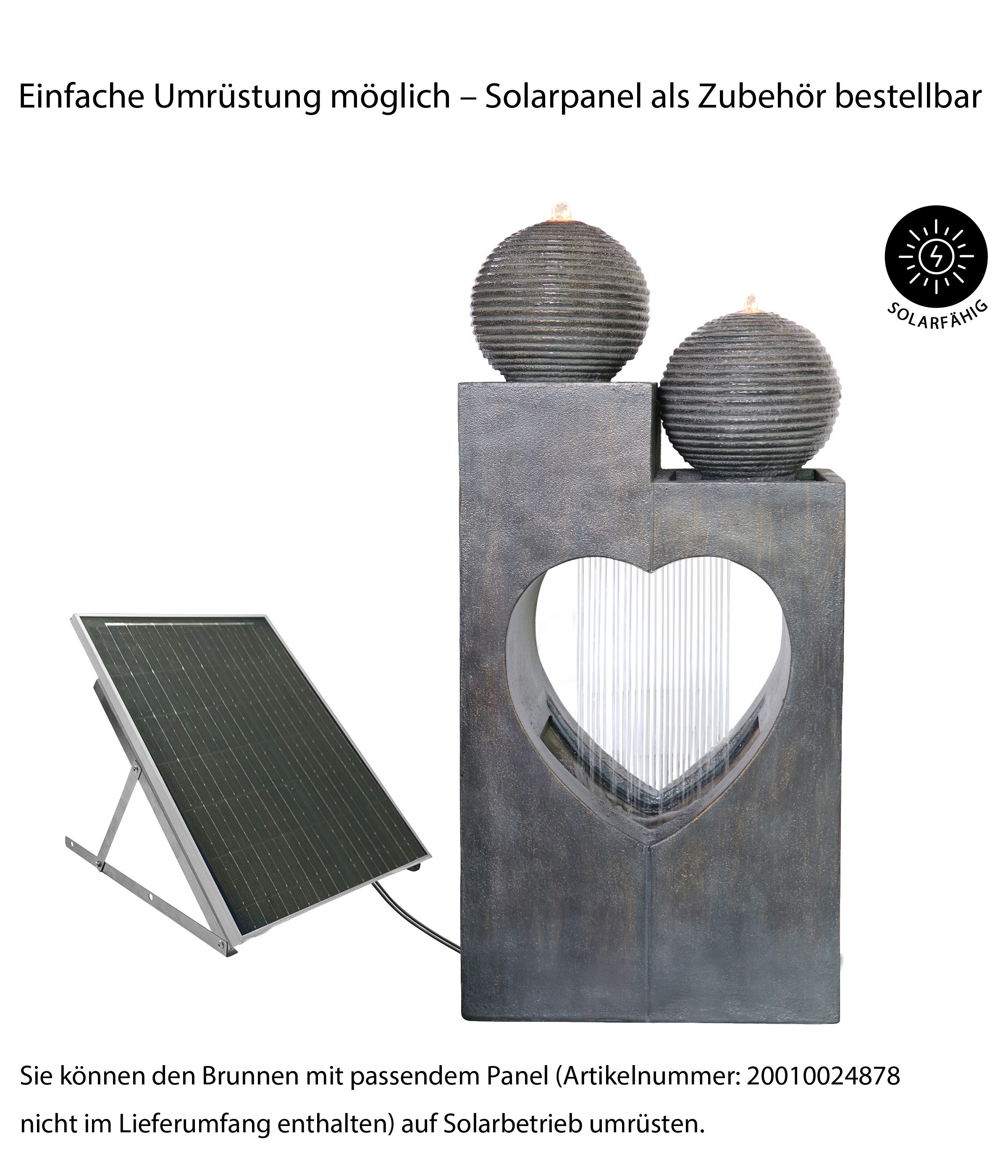 Dehner Gartenbrunnen Amor, mit warmweißer LED-Beleuchtung, 46.5 x 99 x 23.5 cm, Polyresin, romantischer Outdoor-Brunnen im Komplettset inkl. Pumpe und Trafo