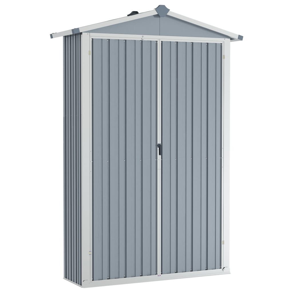vidaXL Garten-Geräteschrank NA Gartenschrank Blech Doppeltür Gerätehaus Grau 107,5x46x183 cm Verzi