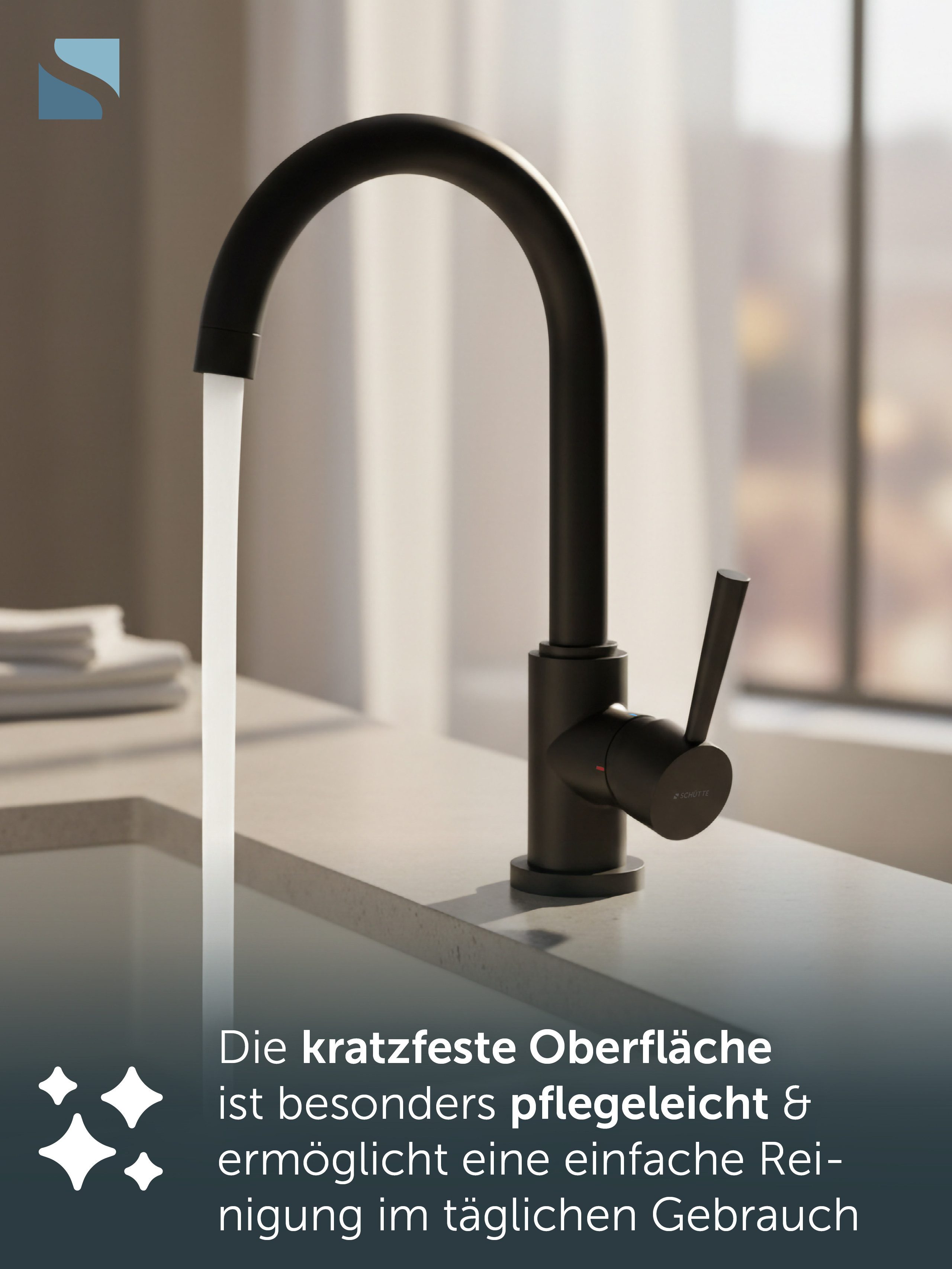 Schütte Spültischarmatur CORNWALL Küchenarmatur, rund, Cold-Start, 360° schwenkbar, Marken-Mischdüse – Bild 5 von 5