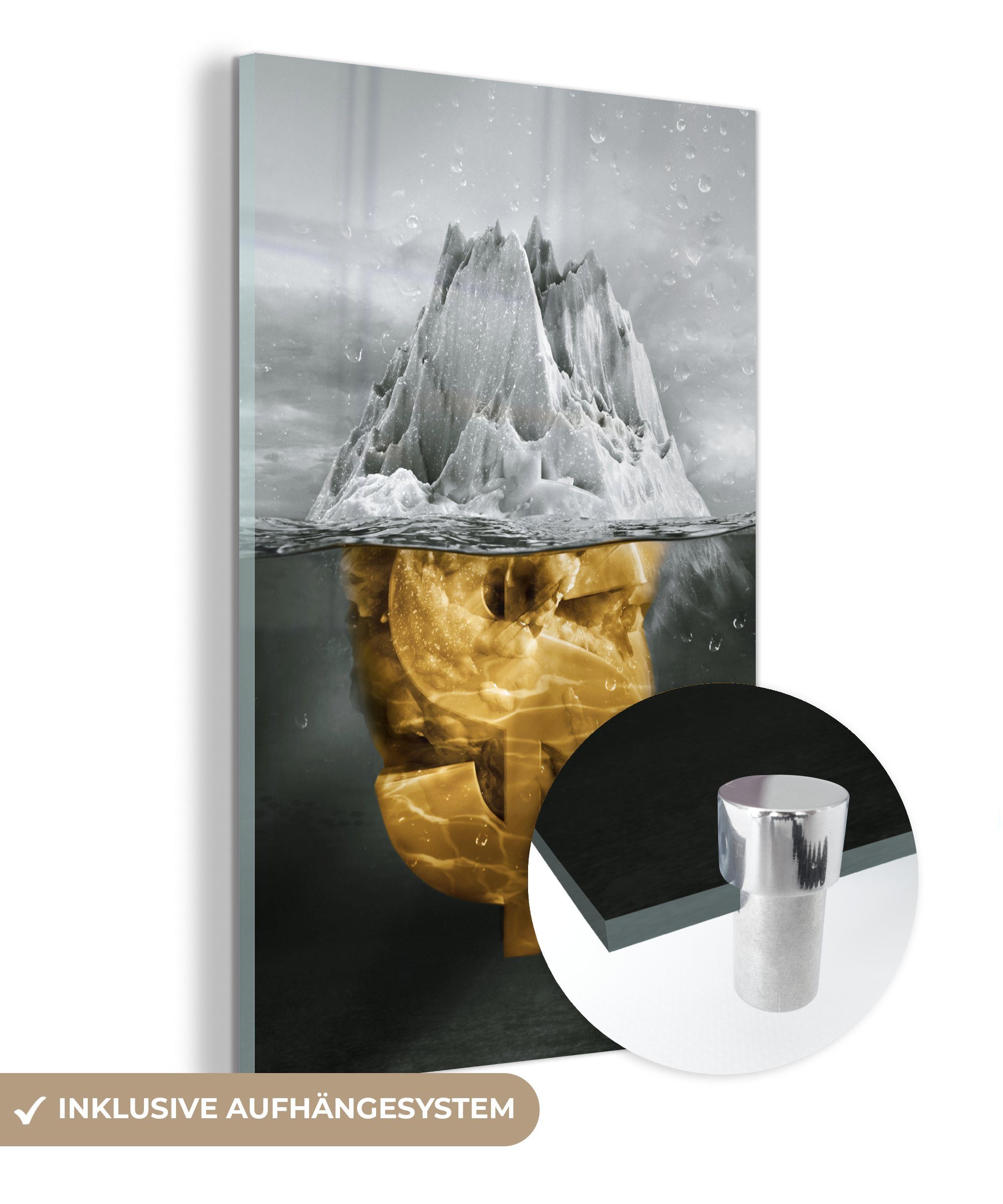 MuchoWow Acrylglasbild Meer - Gold - Dollar, (1 St), Glasbilder - Bilder auf Glas Wandbild - Foto auf Glas - Wanddekoration