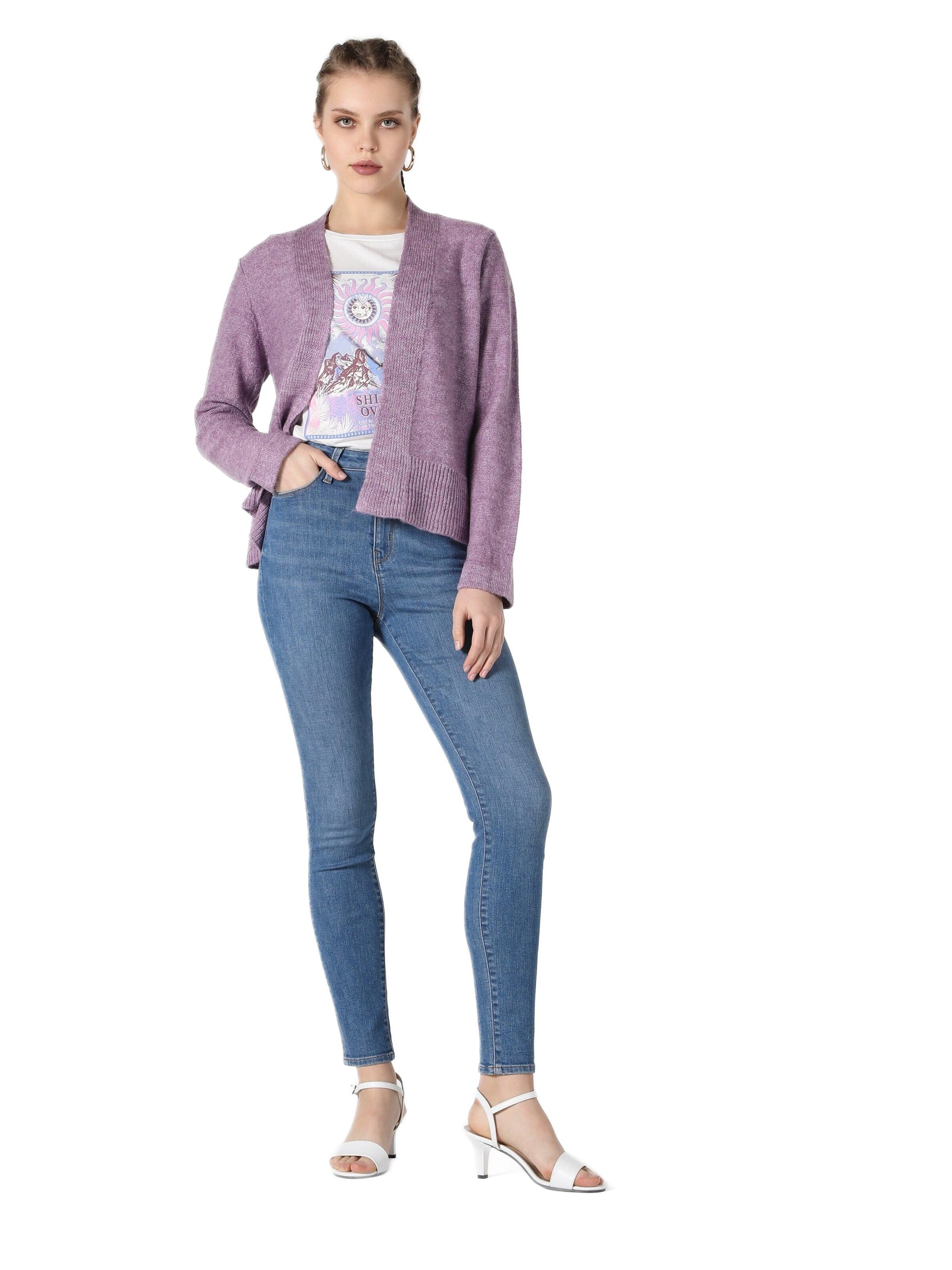 Colins Strickjacke Colins Regular Fit Lila Strickjacke für Damen
