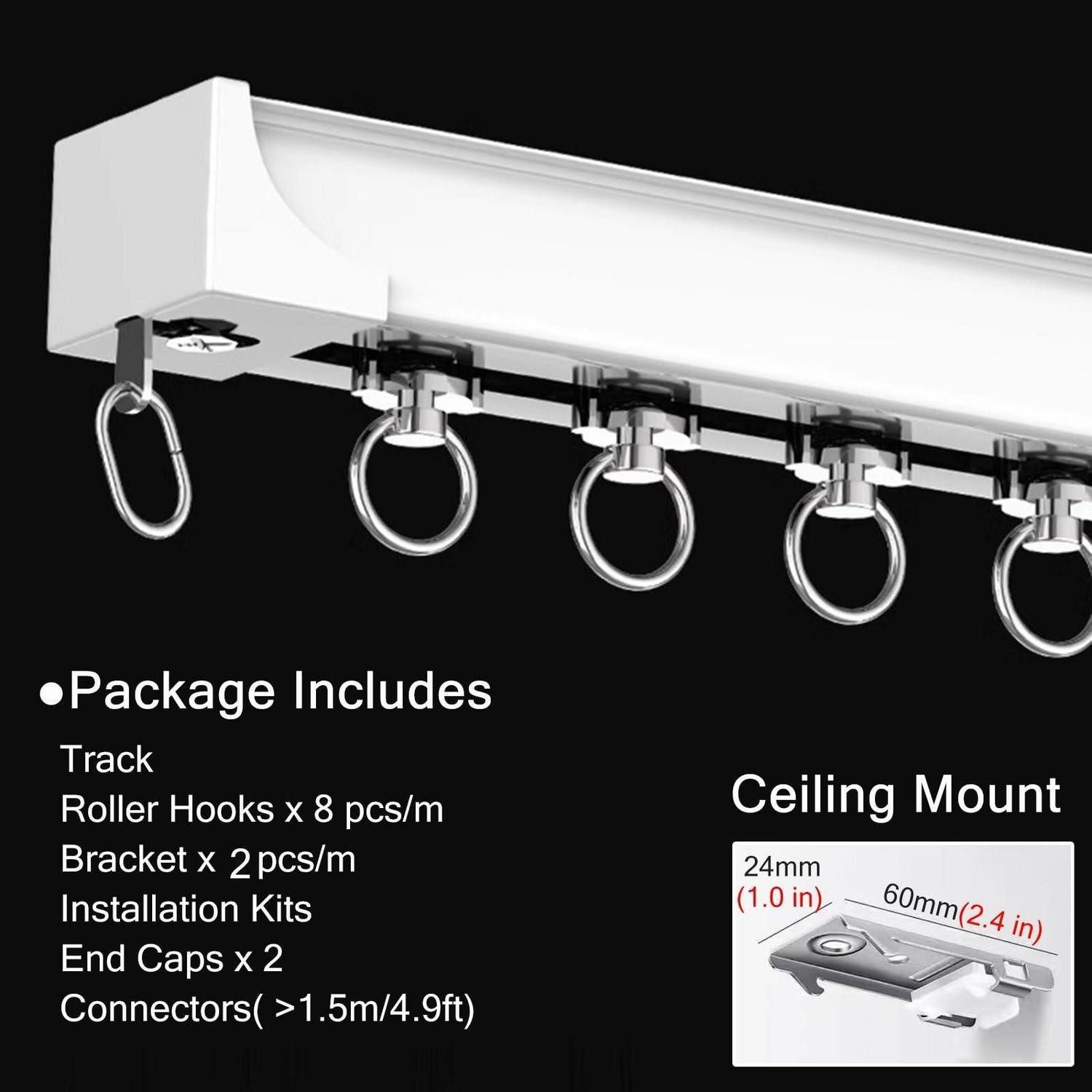 LuxusKollektion Gardinenstange Gardinenschiene Aluminium Weiß 13m Deckenmontage, Metall