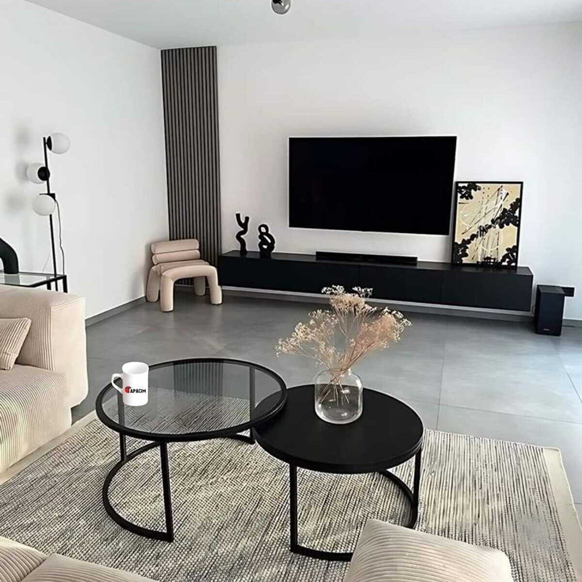 en.casa Couchtisch (2-St., Set aus 1 großem und 1 kleinem Couchtisch), Rauchglasplatten, 2 Größen 91332147