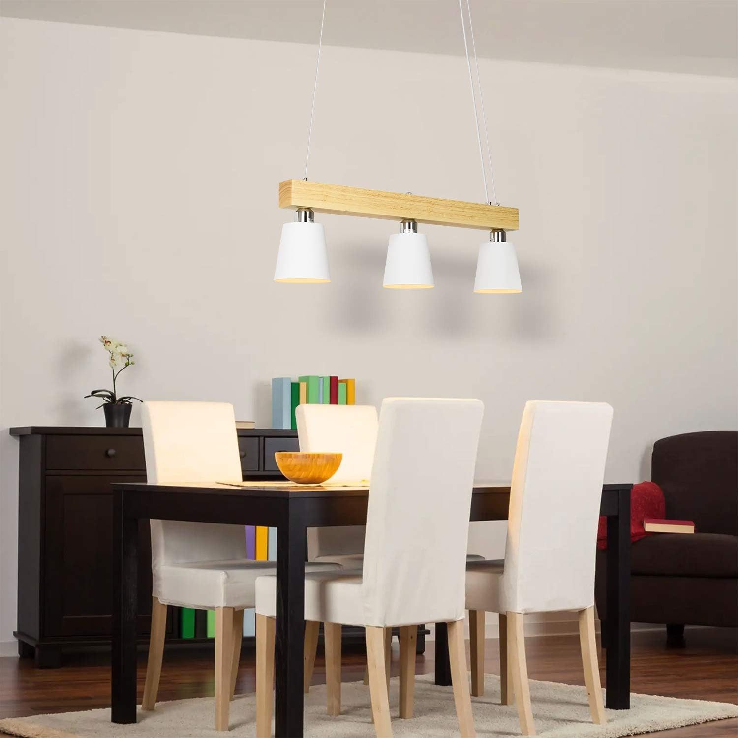 Nettlife Pendelleuchte Holz Weiß Esstisch 3/5 günstig online kaufen