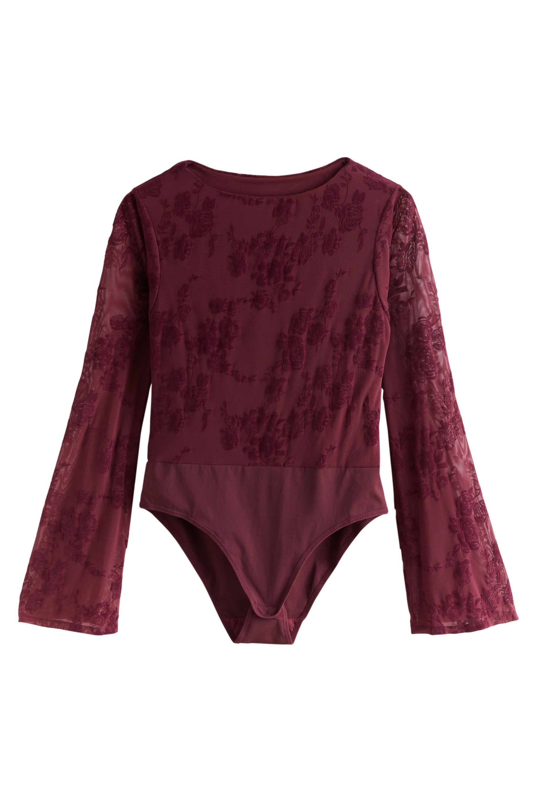 Next Langarmbody Beflockter Bodysuit mit Trompetenärmeln (1-tlg)