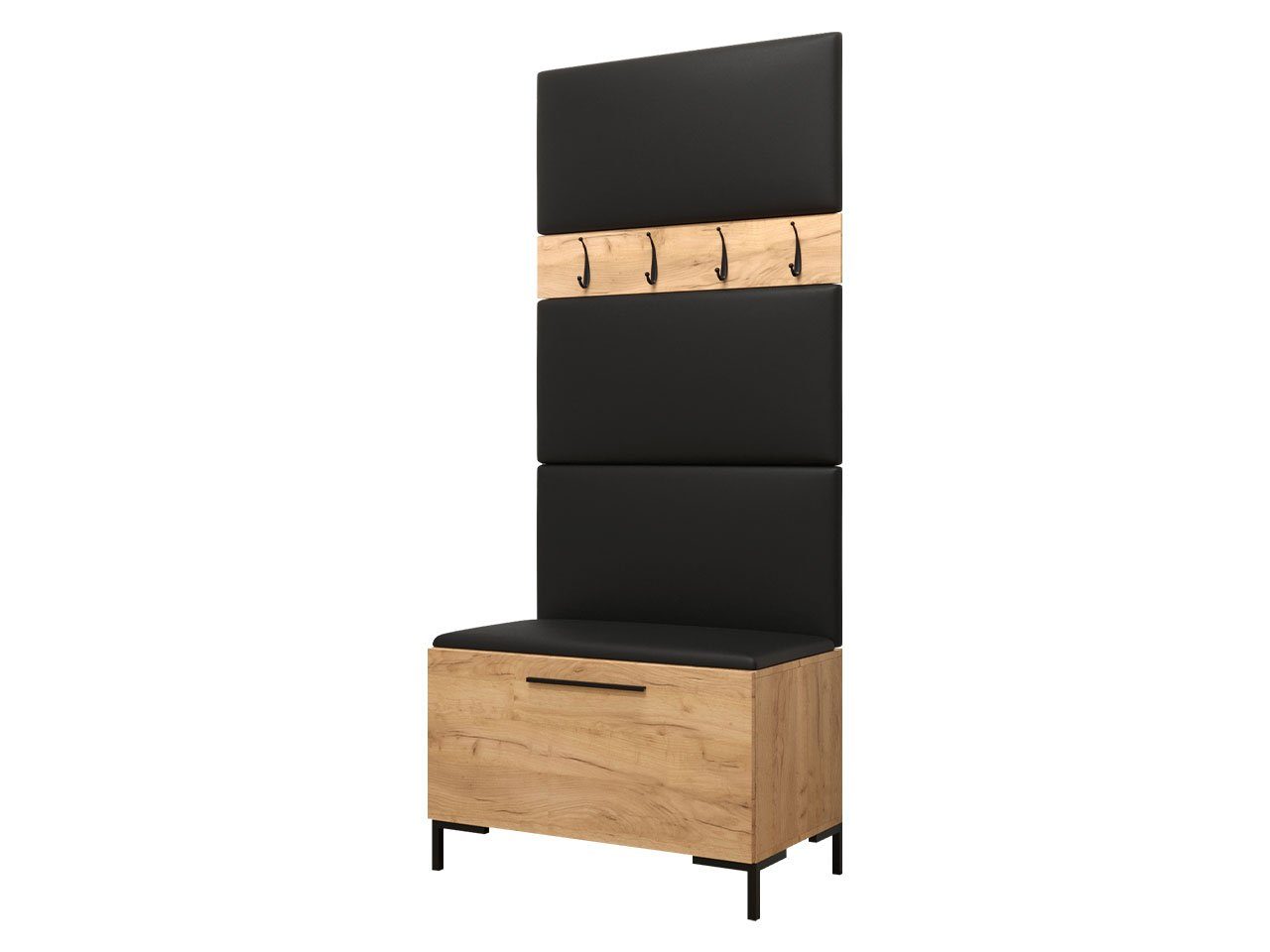 MIRJAN24 Garderoben-Set Zilion III, (Komplett-Set, Schuhschrank, Kleiderhakenbrett, Gepolstertes Paneel 4x 84x42), Auswahl aus Fronten und Polsterplatten