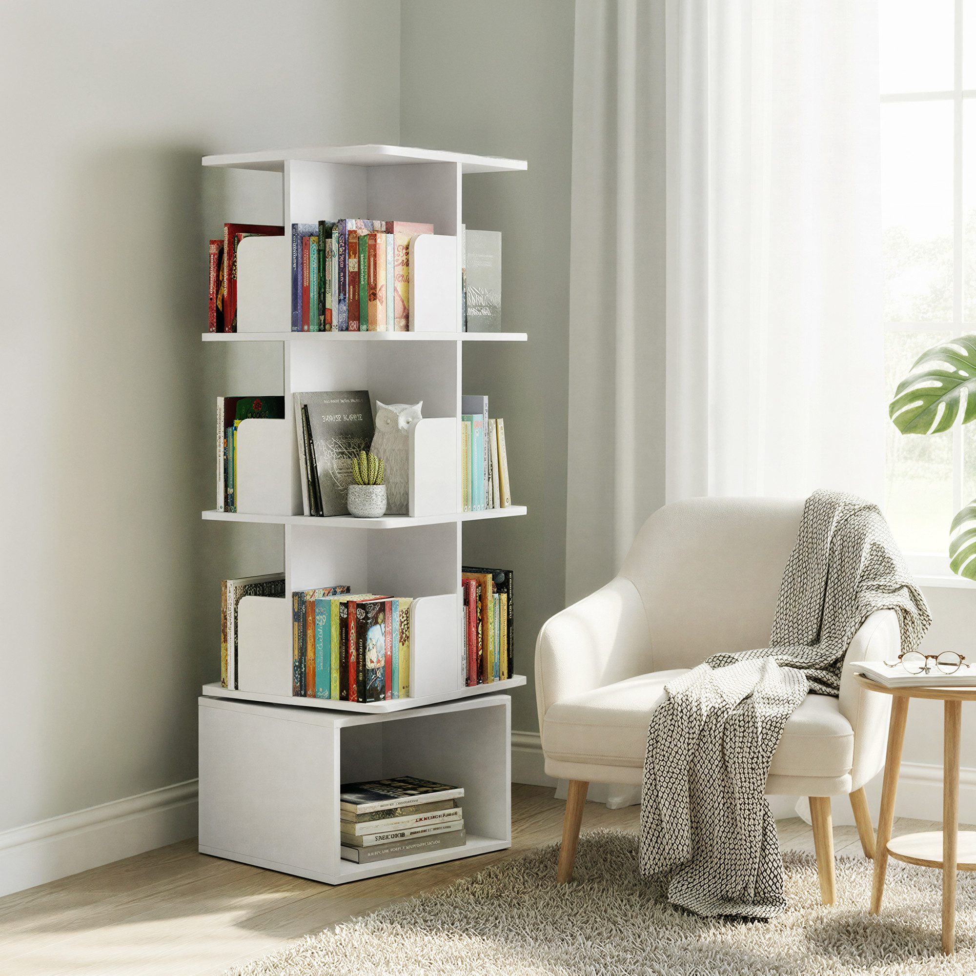 VASAGLE Standregal, Aufbewahrungsregal, drehbares Standregal mit offenen Fächern