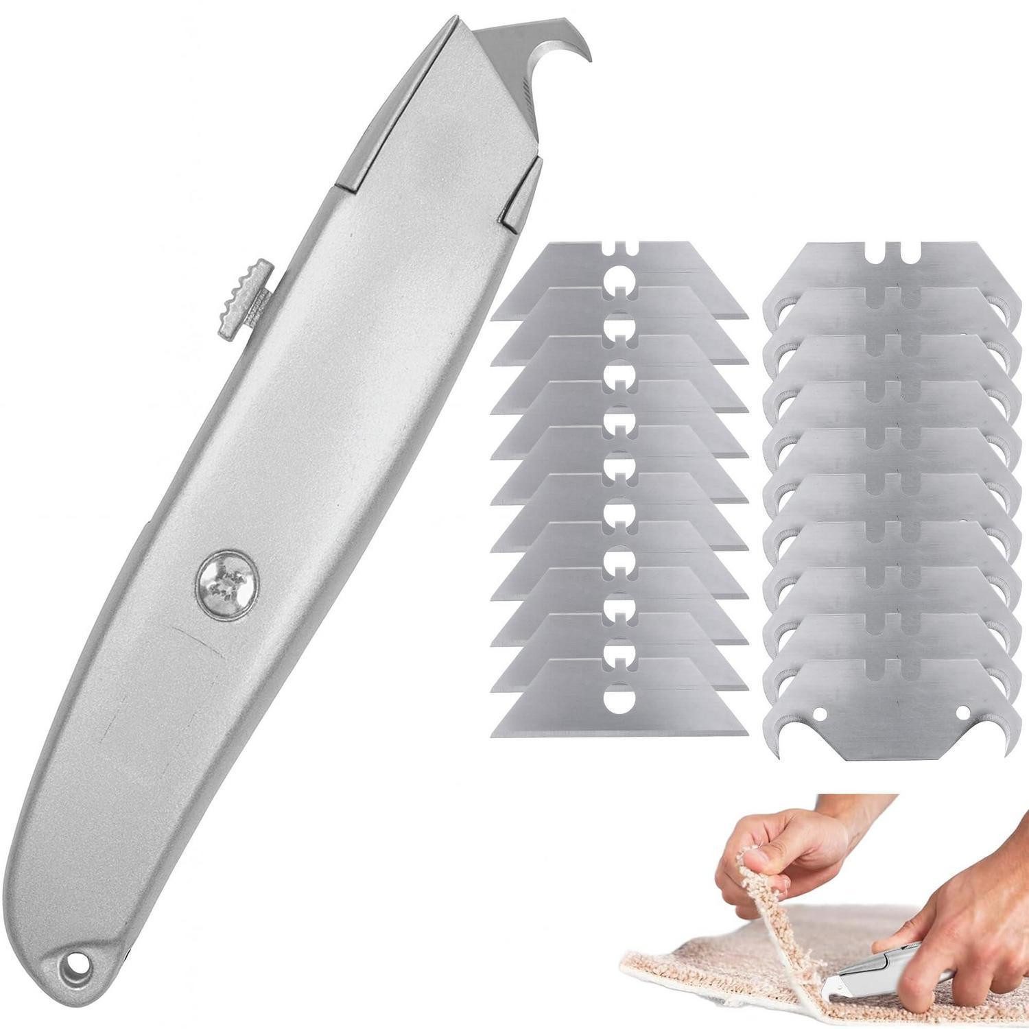 LuxusKollektion Teppichmesser Teppichmesser Hakenmesser Set Profi Aluminium 20 Klingen