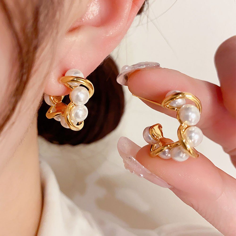 LAKKEC Paar Ohrhänger Mode Metall Kristall Perlen Ohrringe Damenschmuck Braut-Ohrringe, Geeignet für Hochzeiten, Partys
