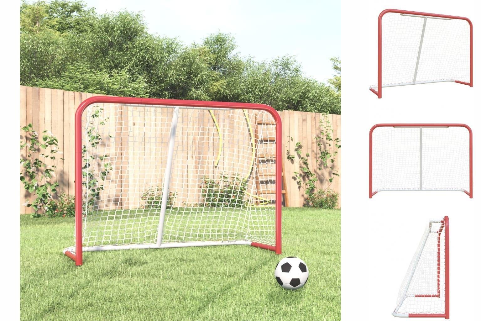 vidaXL Fußballtor Hockeytor mit Netz Rot Weiß 153x60x118 cm Stahl Polyester