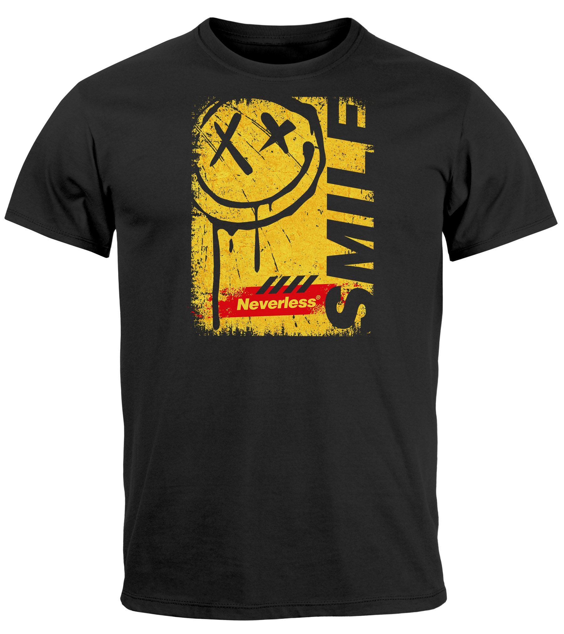 Neverless Print-Shirt Herren T-Shirt Printshirt Smile günstig online kaufen