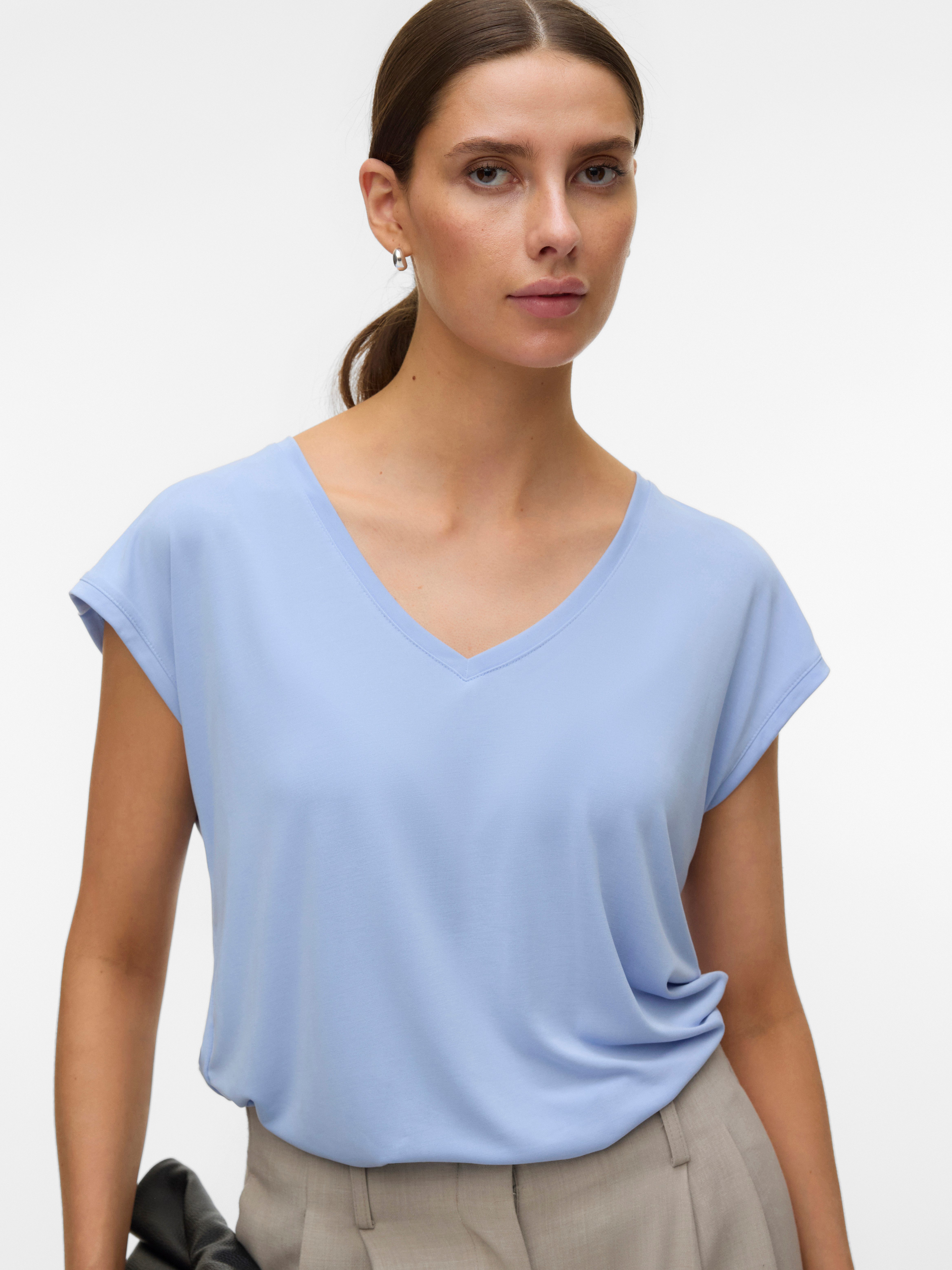 Vero Moda V-Shirt VMFILLI SS V-NECK TEE GA NOOS Materialmix, relaxed fit günstig online kaufen