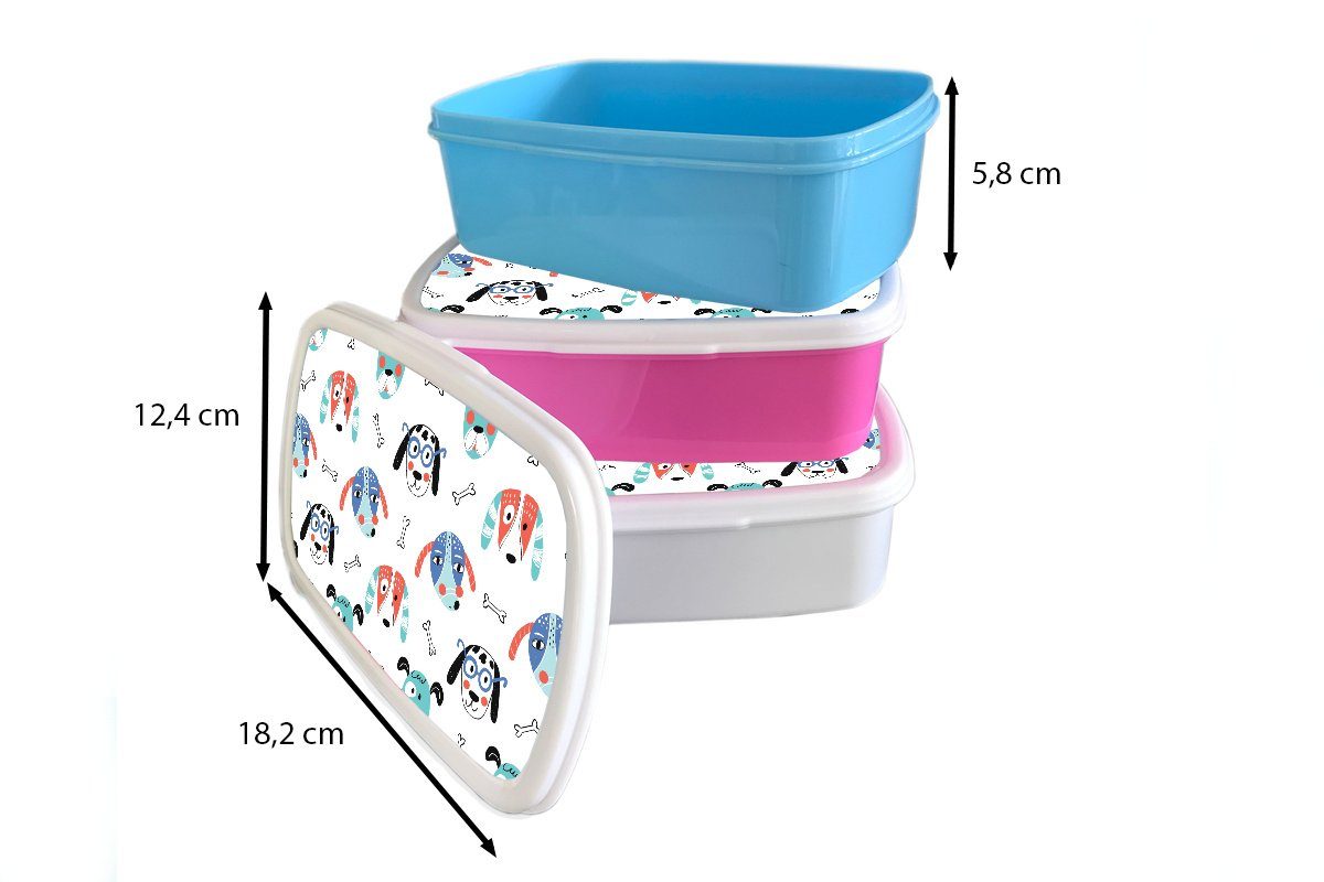 rosa Snackbox, für Kunststoff, Hund, Muster Mädchen, Brotbox Kinder, (2-tlg), - Brotdose Erwachsene, Kunststoff - Lunchbox Jungen MuchoWow