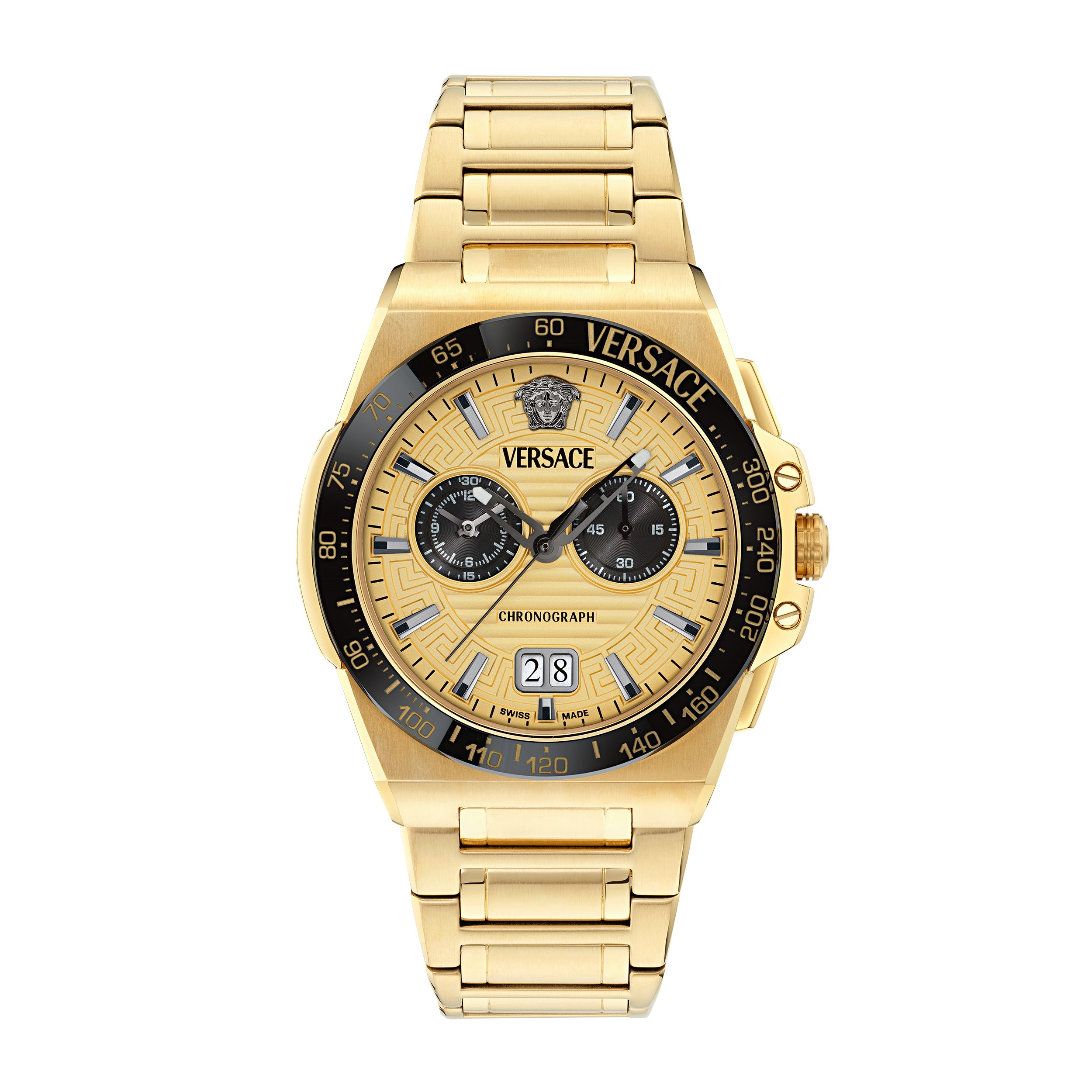 Versace Chronograph GRECA REACTION VE5N00626, Quarzuhr, Armbanduhr, Herrenuhr, Swiss Made, Edelstahlarmband, analog