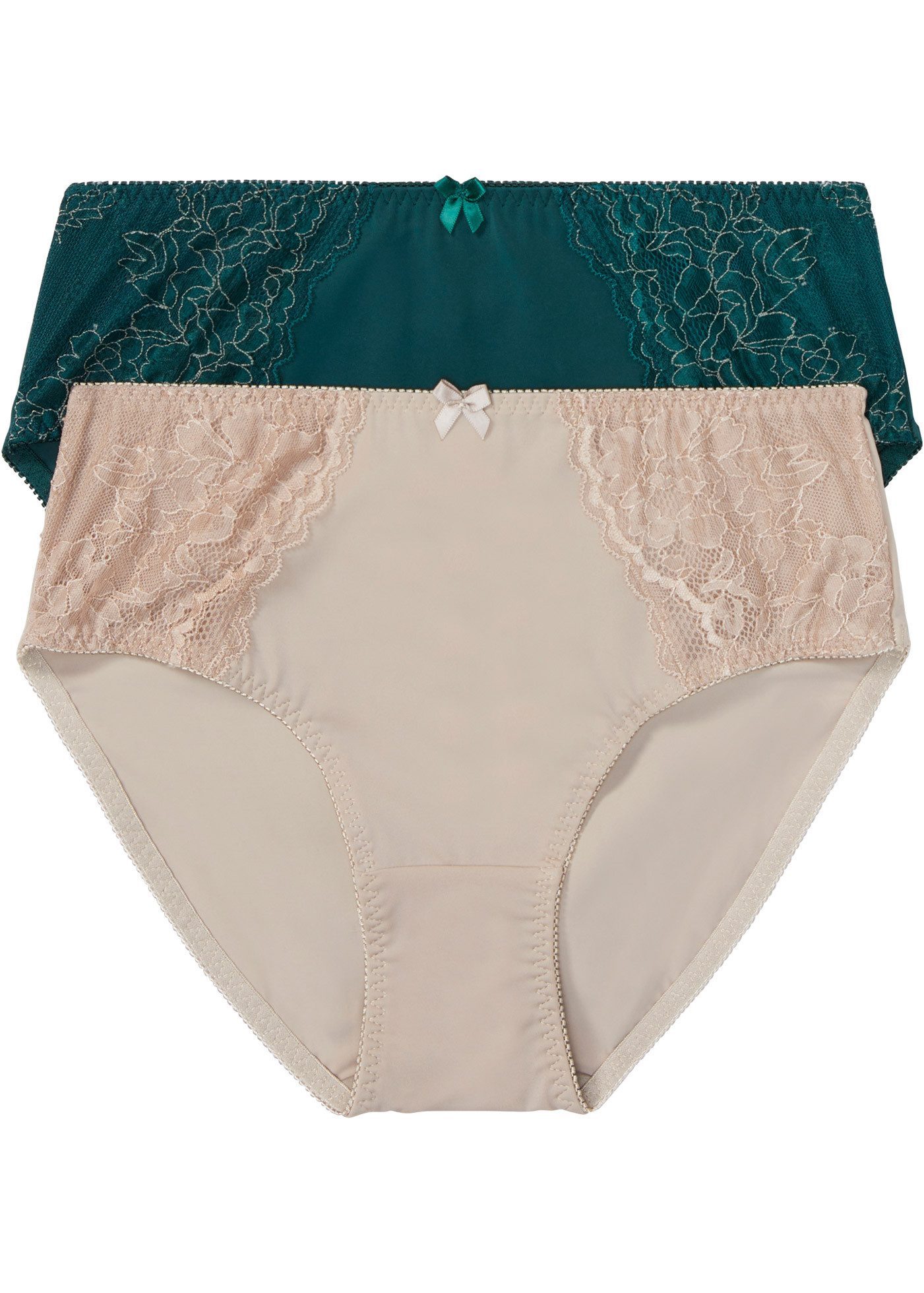 bonprix Maxislip (Packung, 2-St) mit elastischer Spitze, aus Polyamid und Elasthan, bequeme Passform