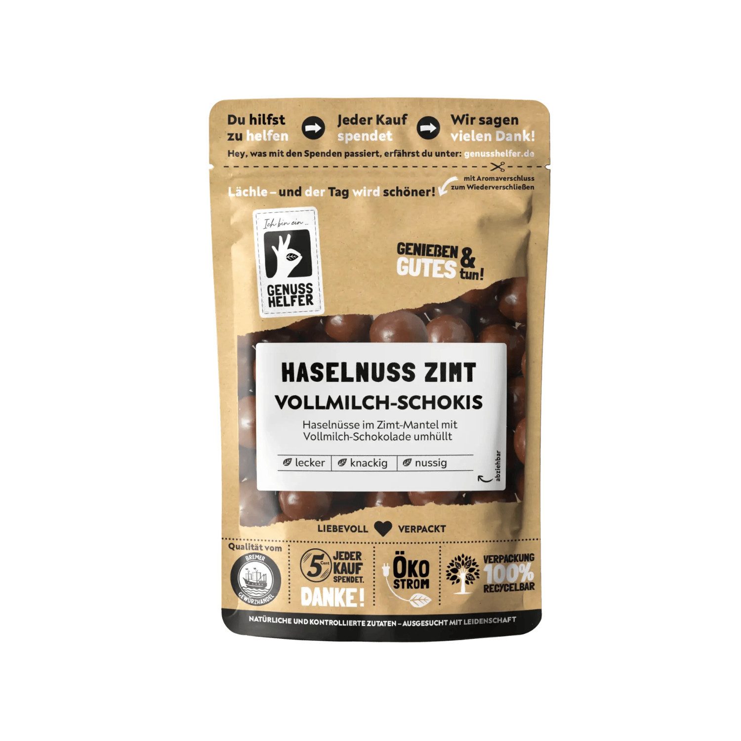 Bremer Gewürzhandel Süßigkeit Haselnuss Zimt Vollmilch Schokis, 200 g