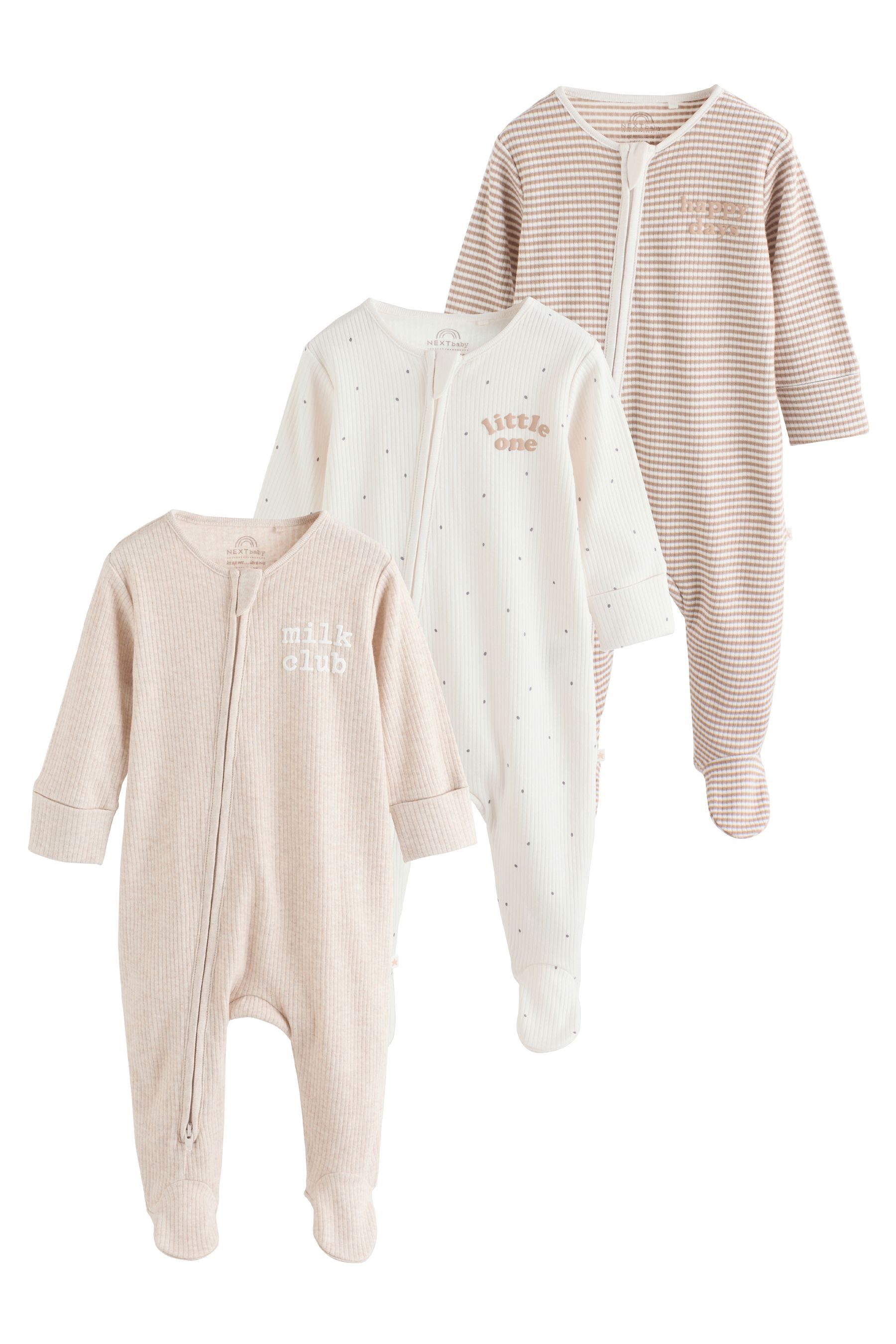 Schlafoverall Babyschlafanzüge mit Zweiwege-RV, 3er-Pack
