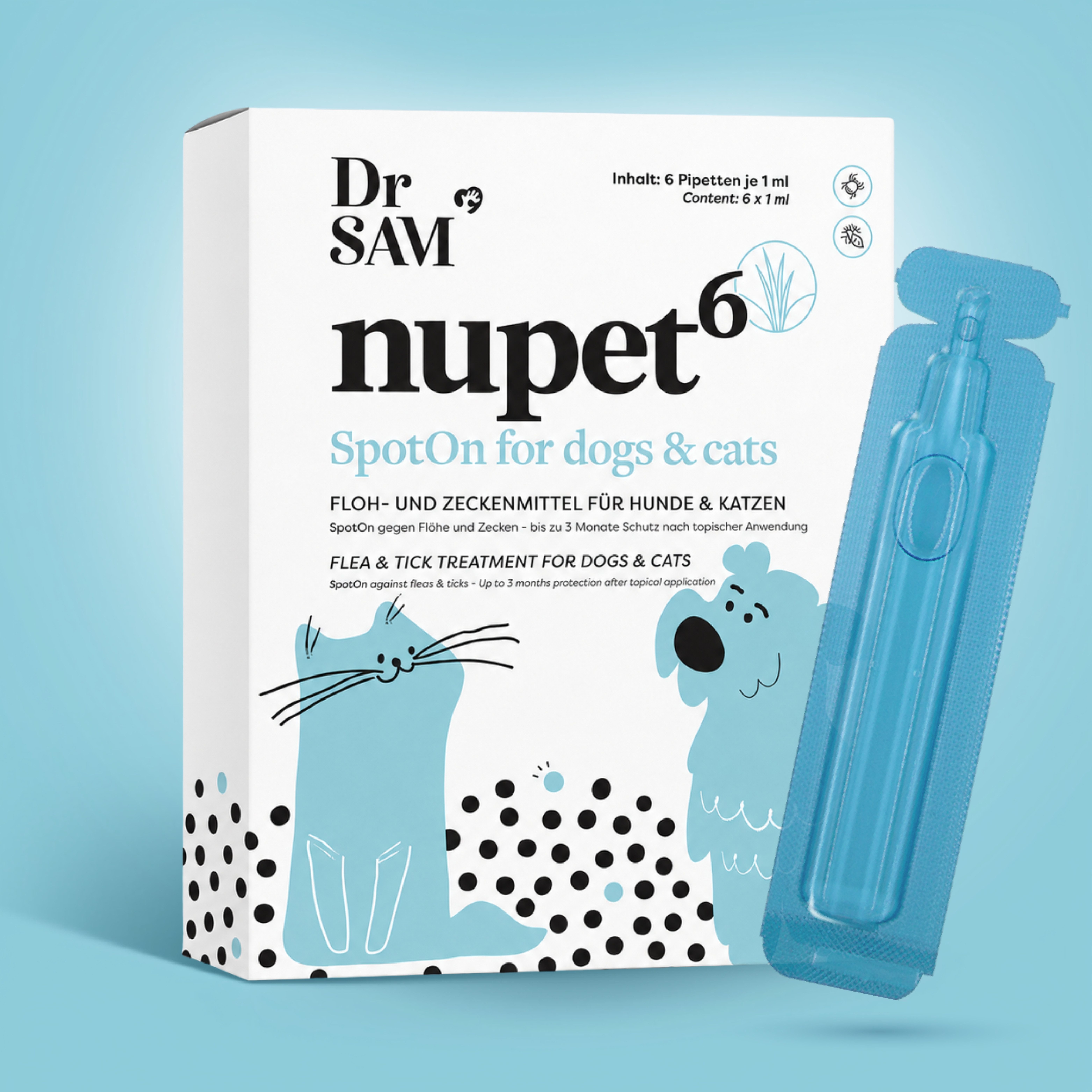 Dr. SAM Fellpflege Dr SAM nupet6 SpotOn Floh- & Zeckenschutz für Hunde & Katzen, (1-St)