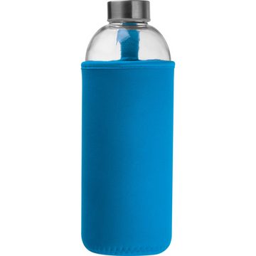Livepac Office Trinkflasche Trinkflasche aus Glas mit Neoprensleeve / 1000ml / Neoprenfarbe: hellb