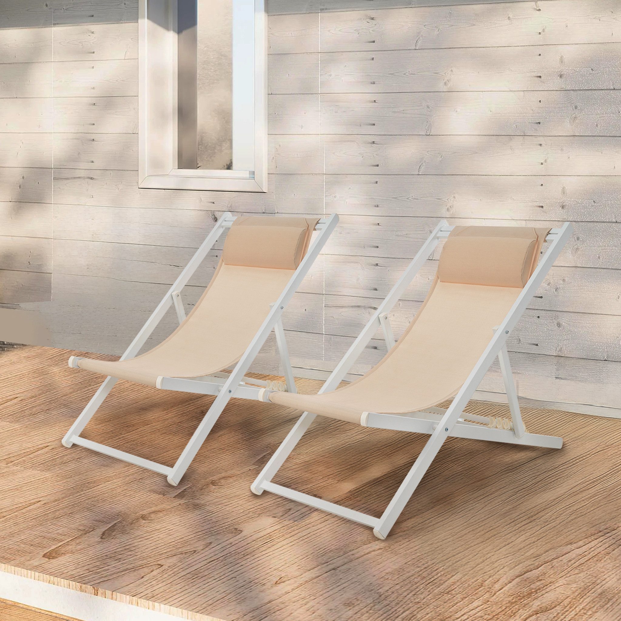 Mondeer Gartenliege Liegestuhl klappbar, 2 St., günstig online kaufen