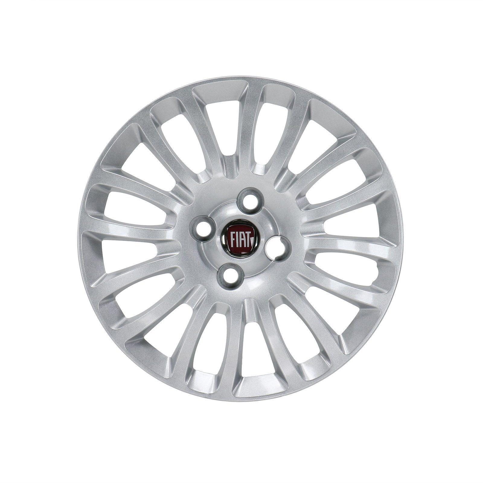 FIAT Radkappe Original Radkappe Radblende 15 Zoll Silber 735481016, 15 in Zoll, (1-St) rotes kleines Fiat Emblem verschraubt