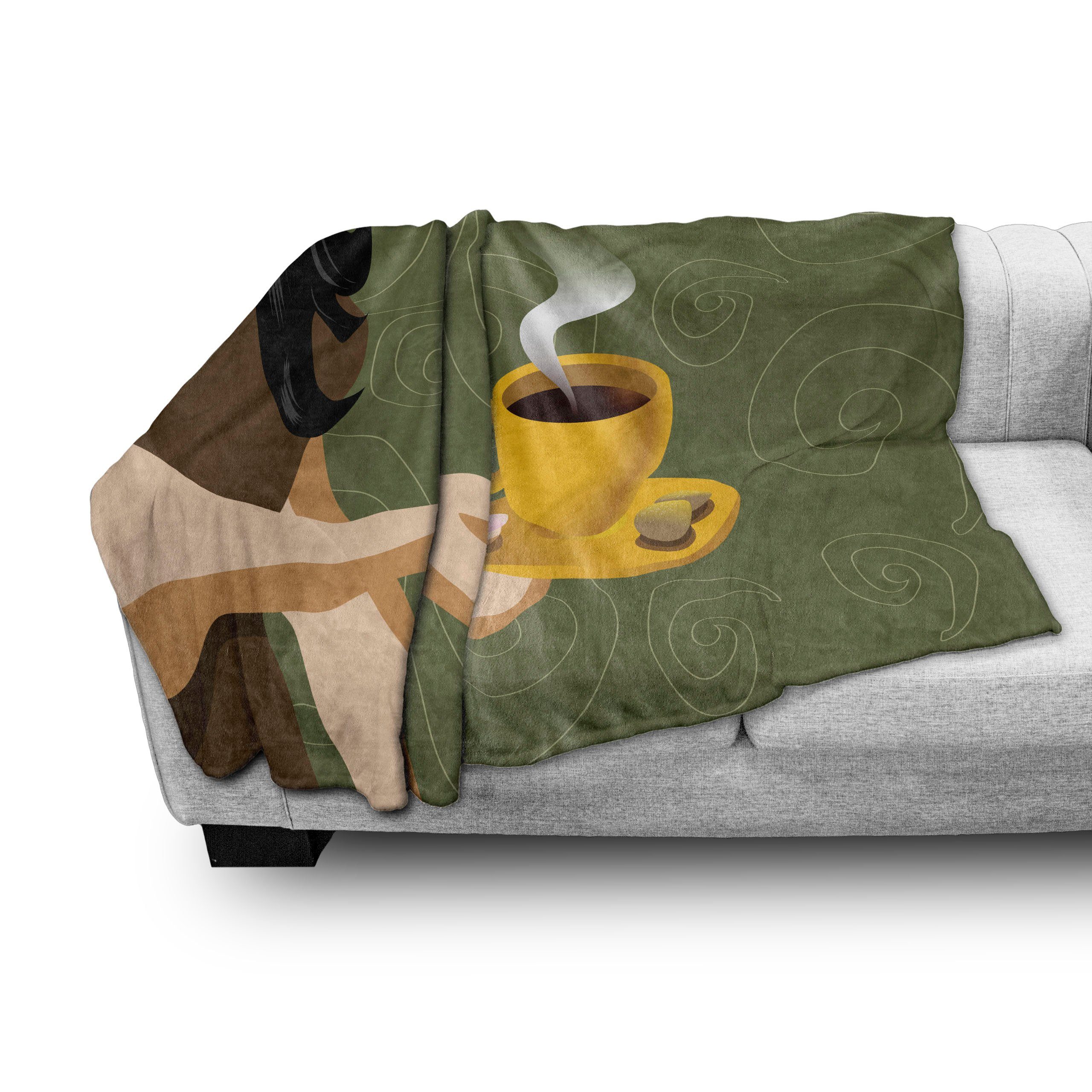 Wohndecke Gemütlicher Plüsch für den Abakuhaus, einem und Frau Außenbereich, Innen- mit Cup-Plätzchen Kaffee