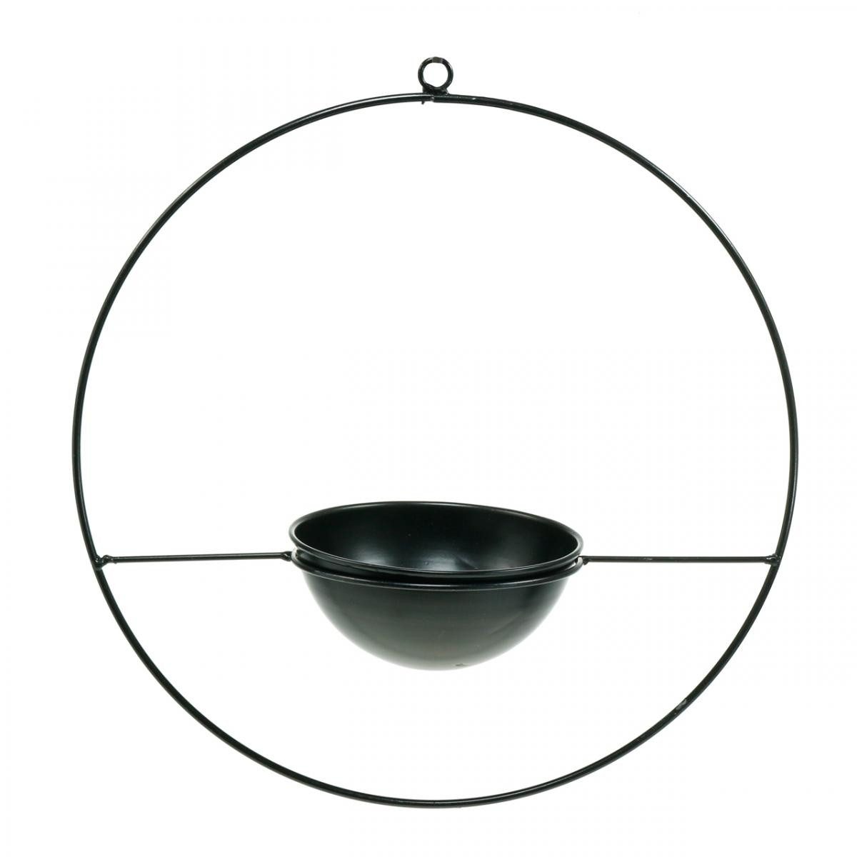 Hängedekoration Pflanztopf Hängend Schwarz Metall-Ring Ø38cm Deko-Blumenampel