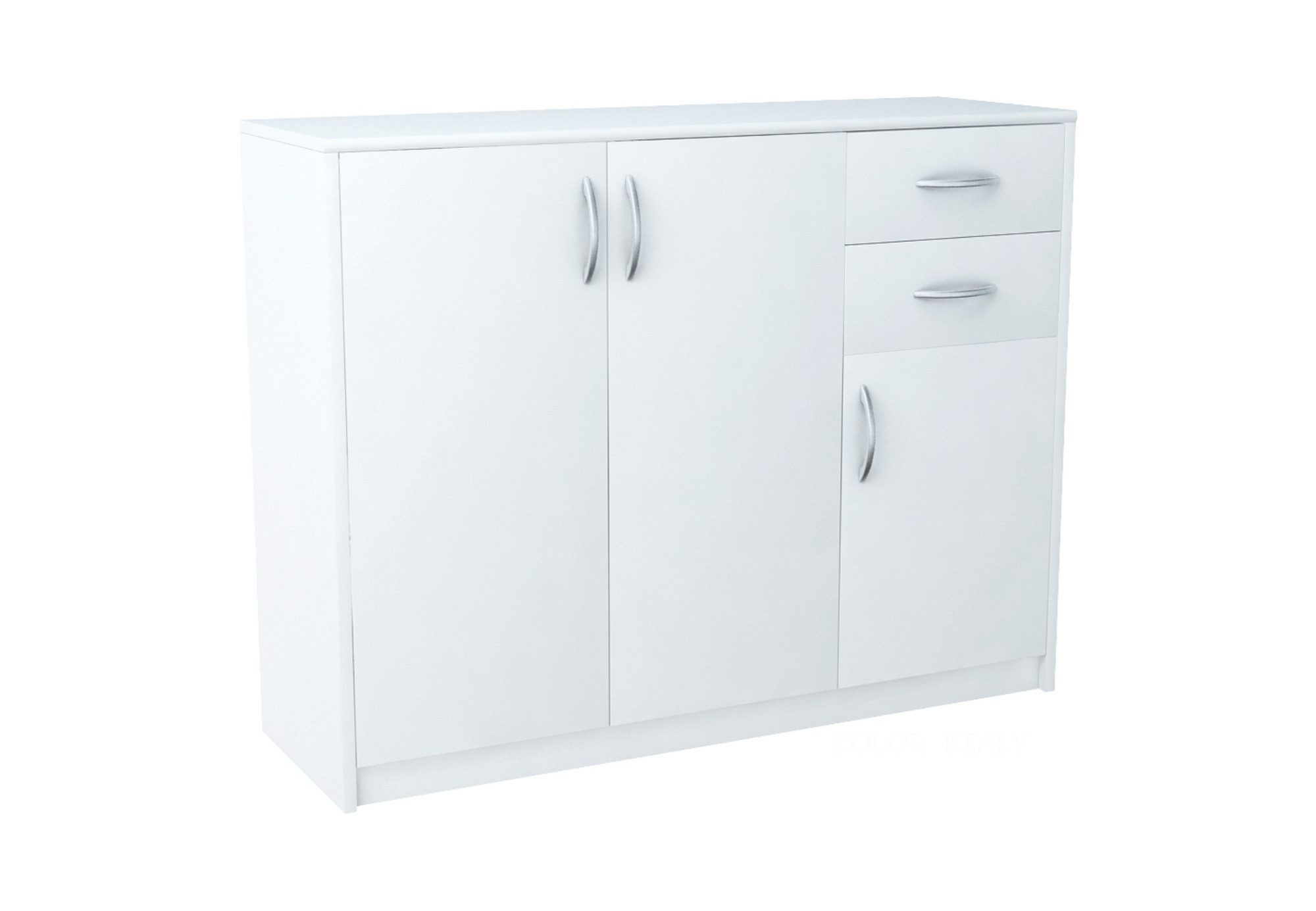 Home Collective Kommode mit 2 Schubladen und 3 Türen in matter Ausführung, Kommode 110cm breit (Hergestellt aus laminierten Platten, Metallrollen mit Auszugsper – Bild 2 von 5