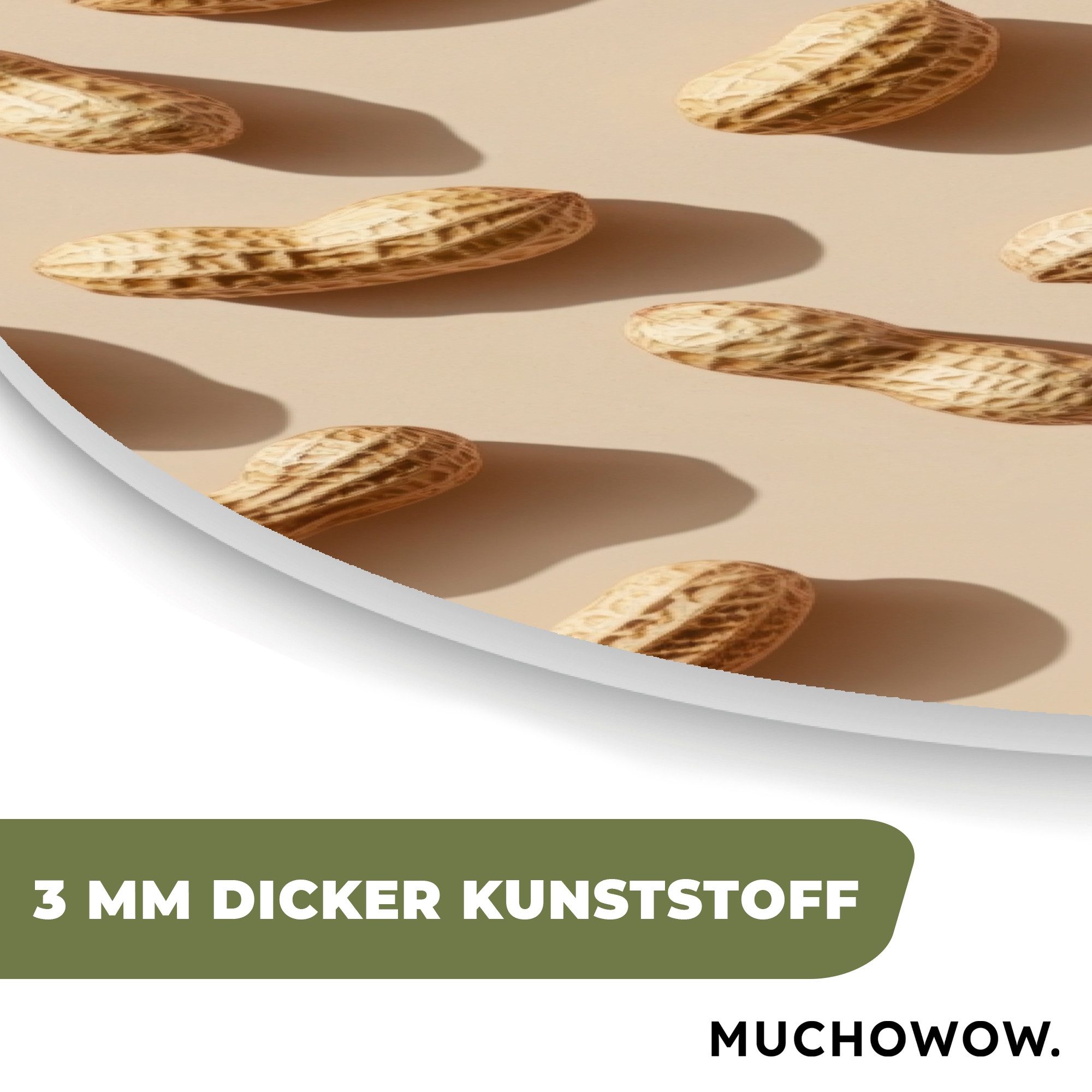 MuchoWow Gemälde Peanuts - Muster - Beige, Fotodruck (1 St), Wandbild Oval, Wohnzimmer oder Schlafzimmer Wanddekoration, 40x60 cm