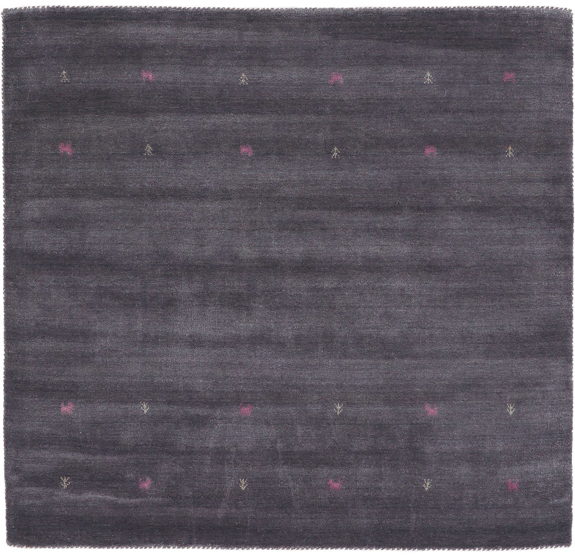 carpetfine Wollteppich Gabbeh-Uni, quadratisch, Höhe: 15 mm, reine Wolle, handgewebt, Gabbeh Loom Tiermotiv, Sonderform Quadrat