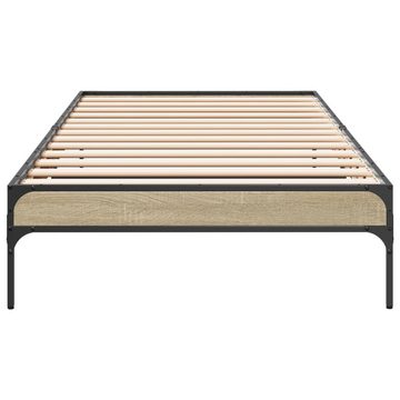 vidaXL Bett Bettgestell Sonoma-Eiche 75x190 cm Holzwerkstoff und Metall