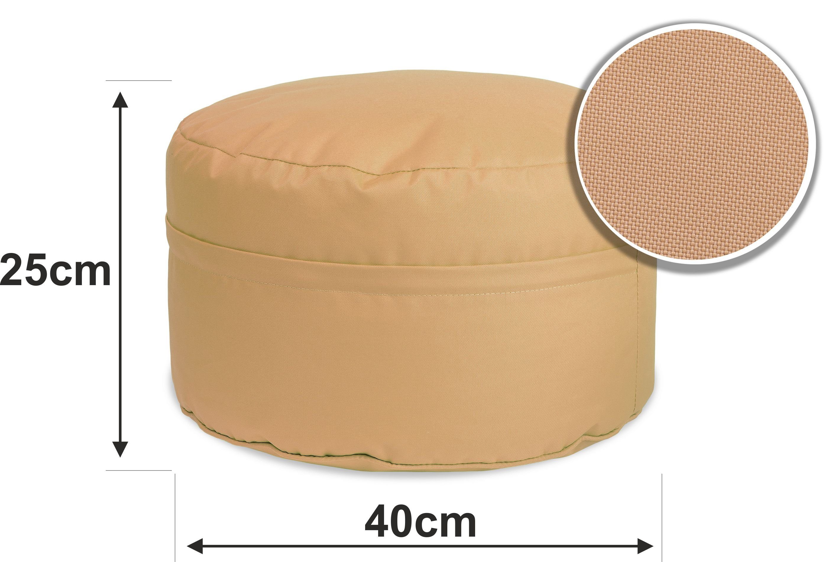 sunnypillow Sitzsack Runder Sitzpouf mit abnehmbarem Bezug, Sitzsack - Hocker rund 25 x 45 cm beige – Bild 2 von 5