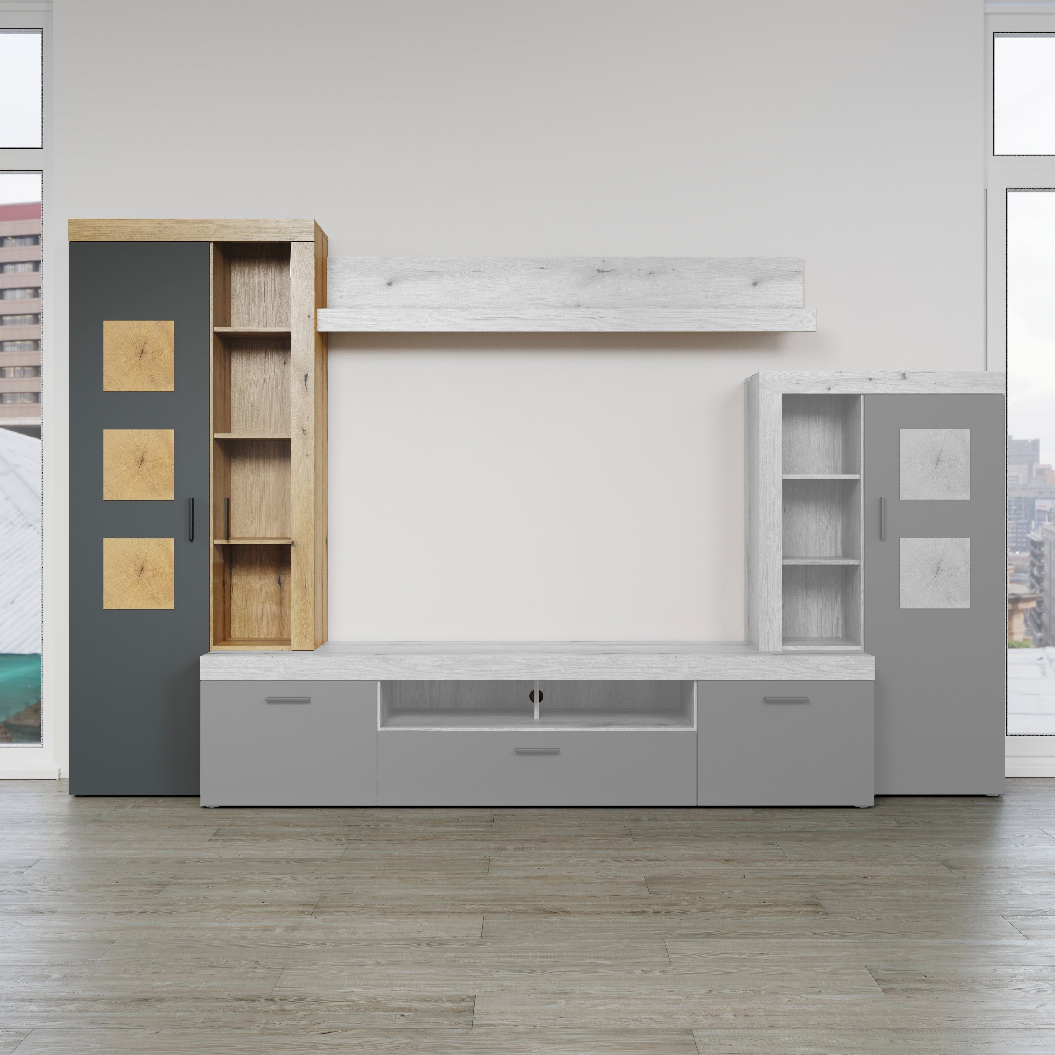 Home affaire Stauraumvitrine Ghent (Packung, 1-St) Mit Hirnholzapplikationen