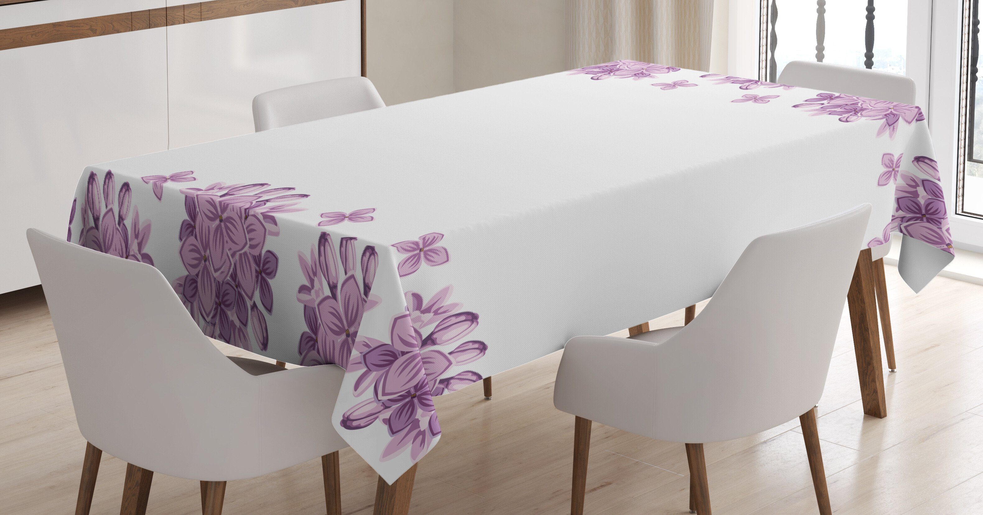 Abakuhaus Tischdecke Farbfest Waschbar Für den Außen Bereich geeignet Klare Farben, Blumen Lila Blumen-Blüten