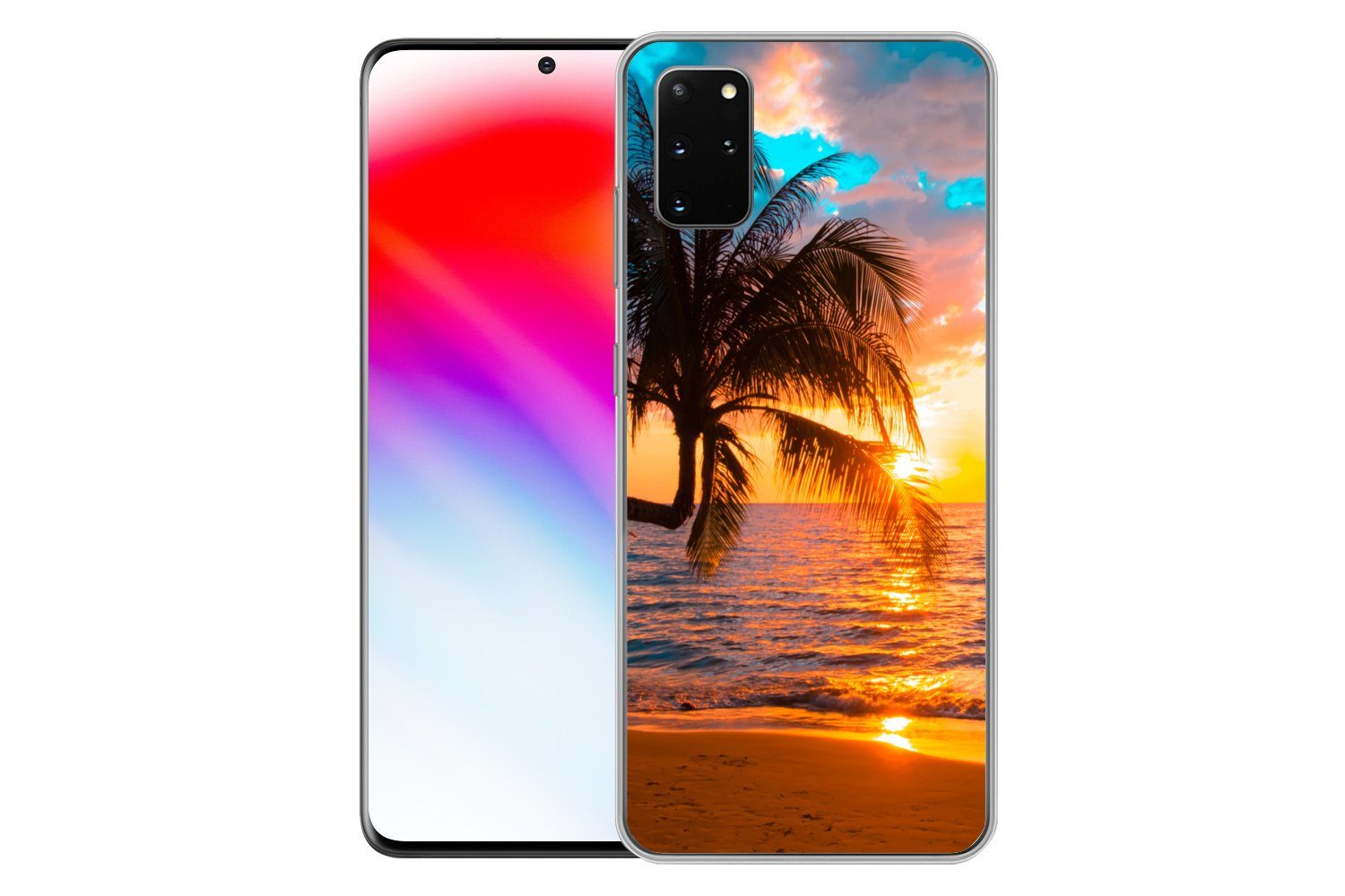MuchoWow Handyhülle für Samsung Galaxy S20 Plus Palme - Sonnenuntergang - Horizont - Stran, Phone Case, Silikon, Schutzhülle Dünn