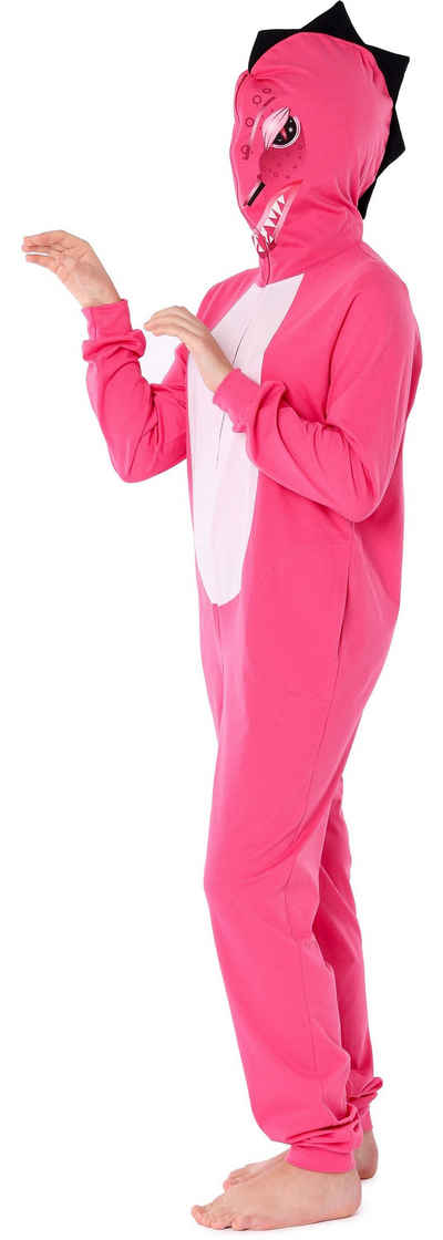 Ladeheid Schlafanzug Mädchen Schlafoverall aus Baumwolle Tiermotiv mit Kapuze LA40-233 mit Kapuze