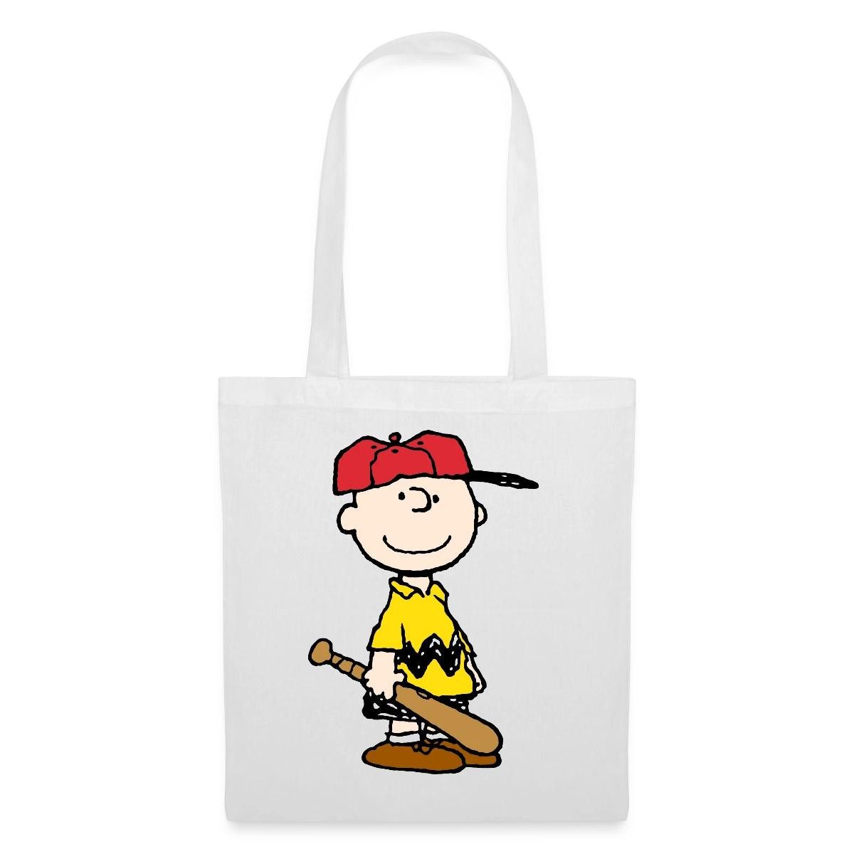 Spreadshirt Henkeltasche Peanuts Charlie Brown Baseball Sport Stoffbeutel (1-tlg)