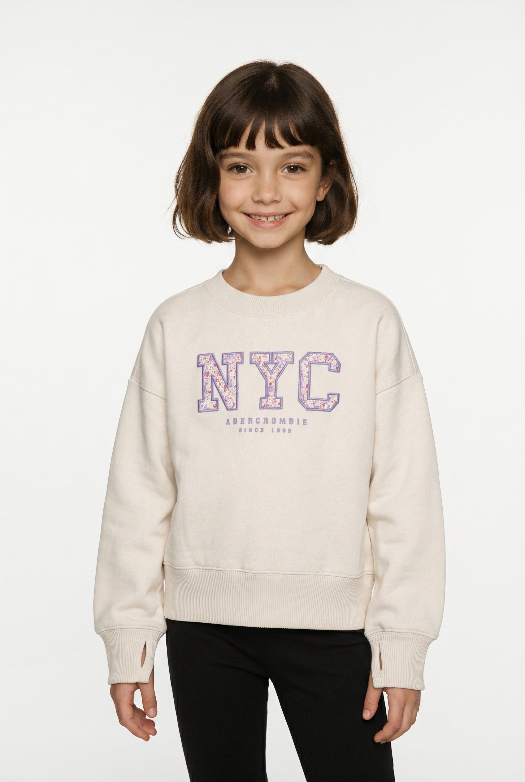 Abercrombie Kids Sweatshirt AFG NYC FLORAL SWEATSHIRT mit floralem Print und Stickerei, for Girls