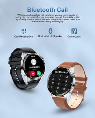 Lige Smartwatch (1,32 Zoll, Android iOS), für Herren mit Bluetooth Telefonfunktion Fitness Tracker Sportuhr