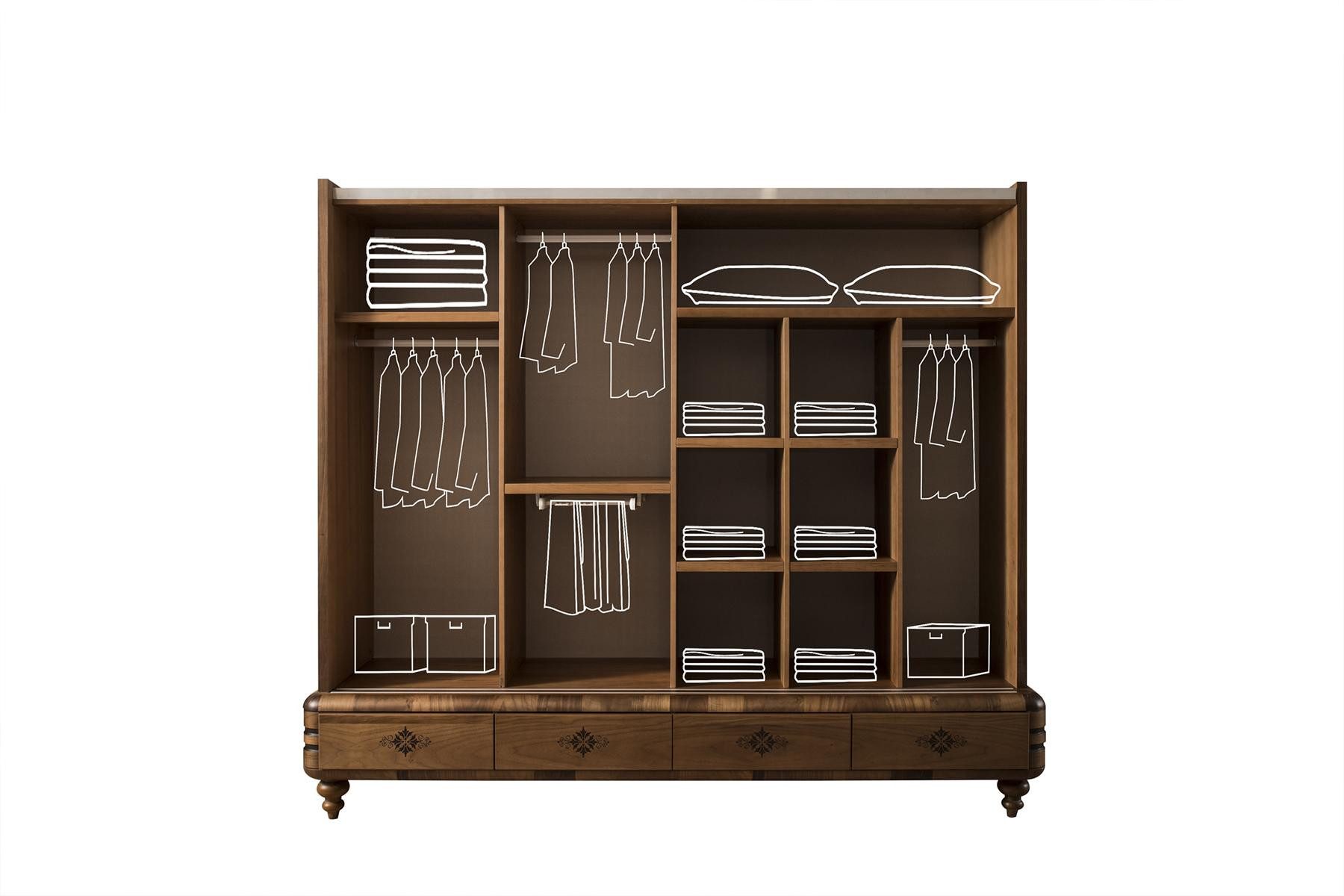 JVmoebel Kleiderschrank Eleganter Holzschrank in Braun mit Art-déco-Design und Stauraum (1-St., Kleiderschrank) Made in Europa