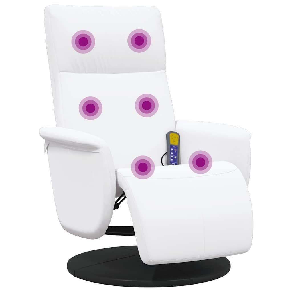 vidaXL Massagesessel, Massagesessel mit Fußteil Weiß Kunstleder